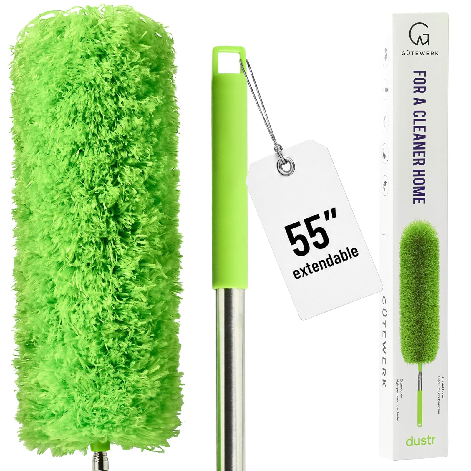 Extendable Microfiber Duster 55 Inch Ceiling Fan Blind Baseboard Cleaning