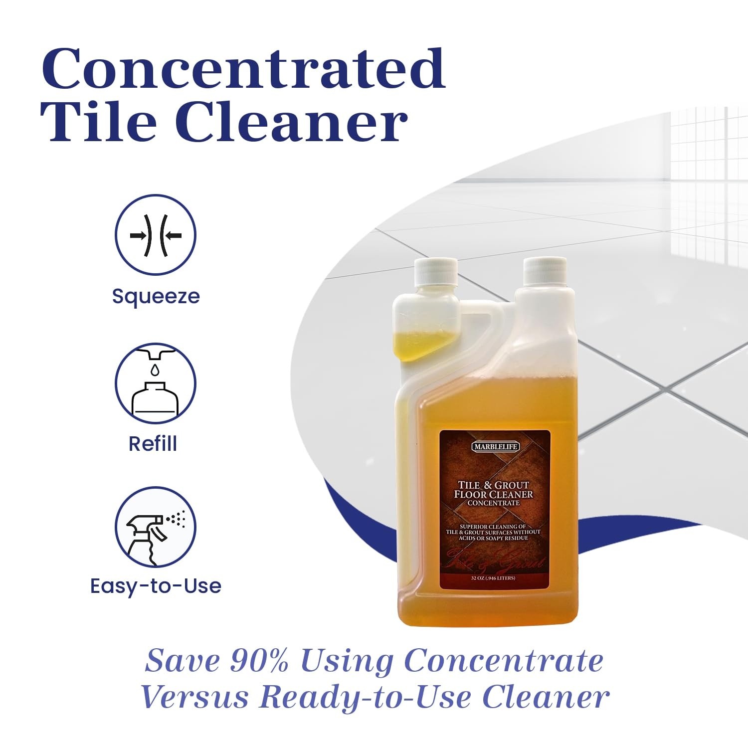 Tile & Grout Cleaner – Tile and Grout Cleaner for Floors, Pools, Bathroom Sho…