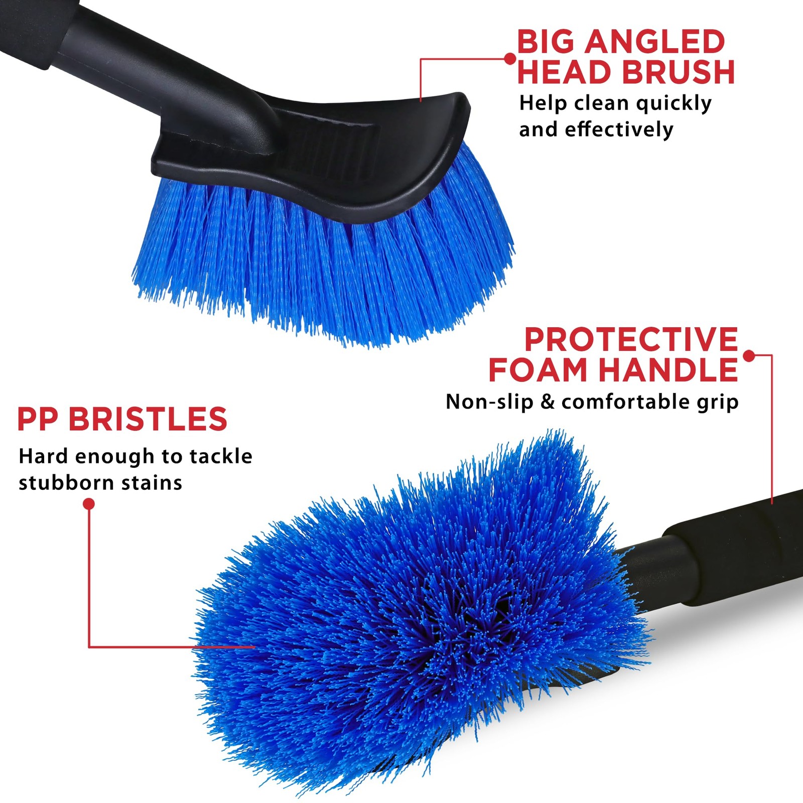 17.5″ Long Handle Wheel Tire Body Brush – Gentle Car Wash Brush for Safe Tire…