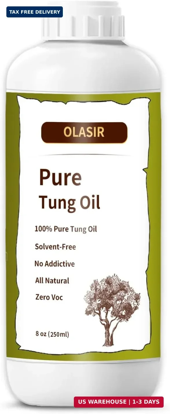 8 oz 100% Natural Pure Tung Oil for Wood Finishing Food Grade Safe, Waterproof T
