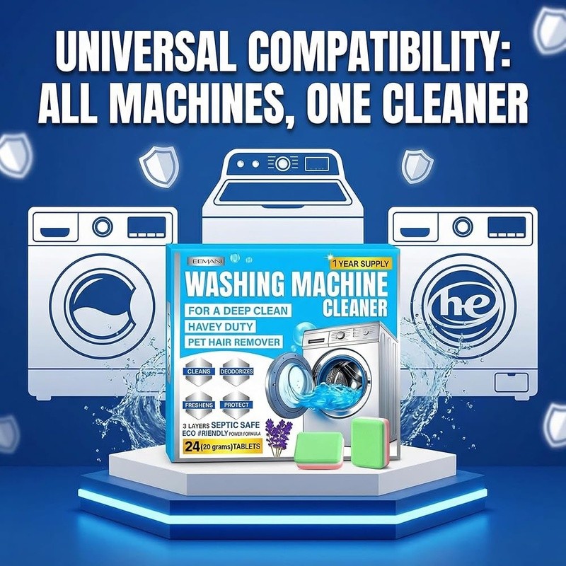 Washing Machine Cleaner Tablets Deep Clean HE Front Load Top Load 24 Count New