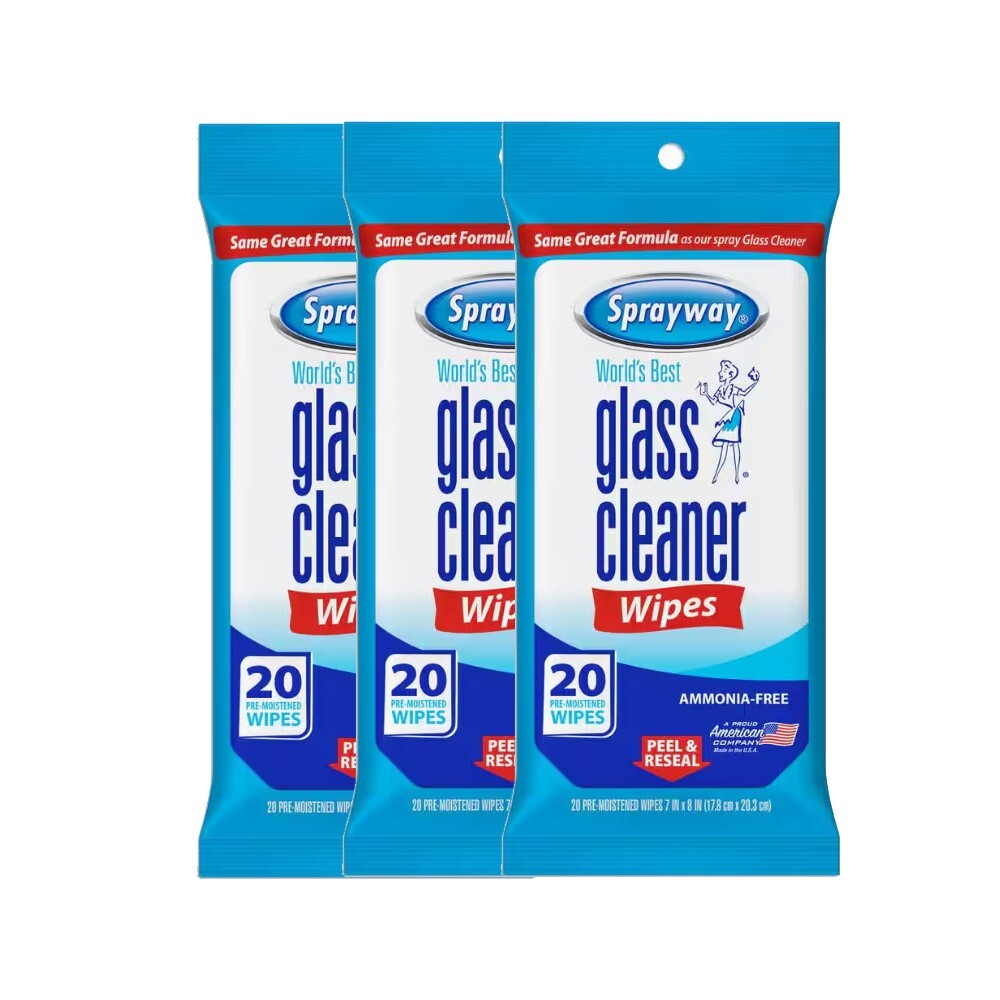 Sprayway World’s Best Glass Cleaner Ammonia Free Wipes – Pack Of 3