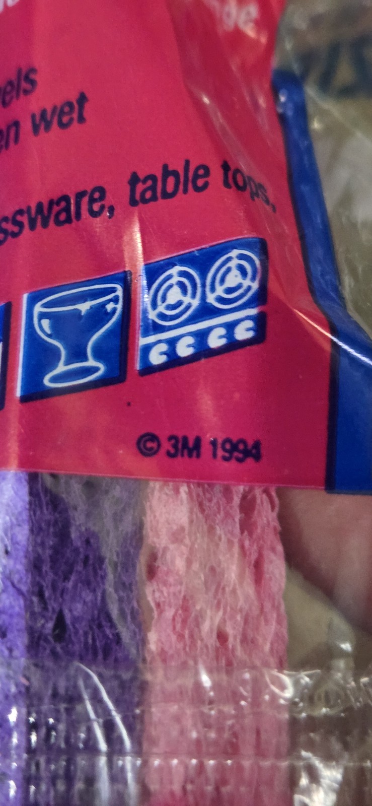 Lot of 3 Vintage 1994 O-CEL-O 3M Handy Size Sponges (Total of 12) Made in USA