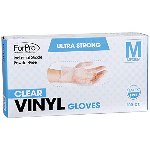 ForPro Disposable Vinyl Gloves, Clear, Industrial Medium (Pack of 100), Clear