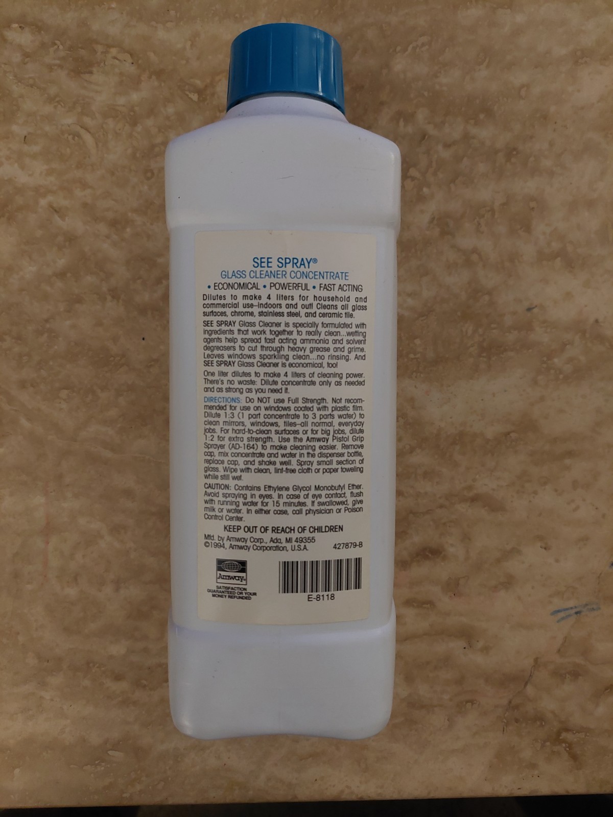 Amway See Spray Concentrate Glass Cleaner 1 L bottle NOS 1994 33.8 fl oz USA