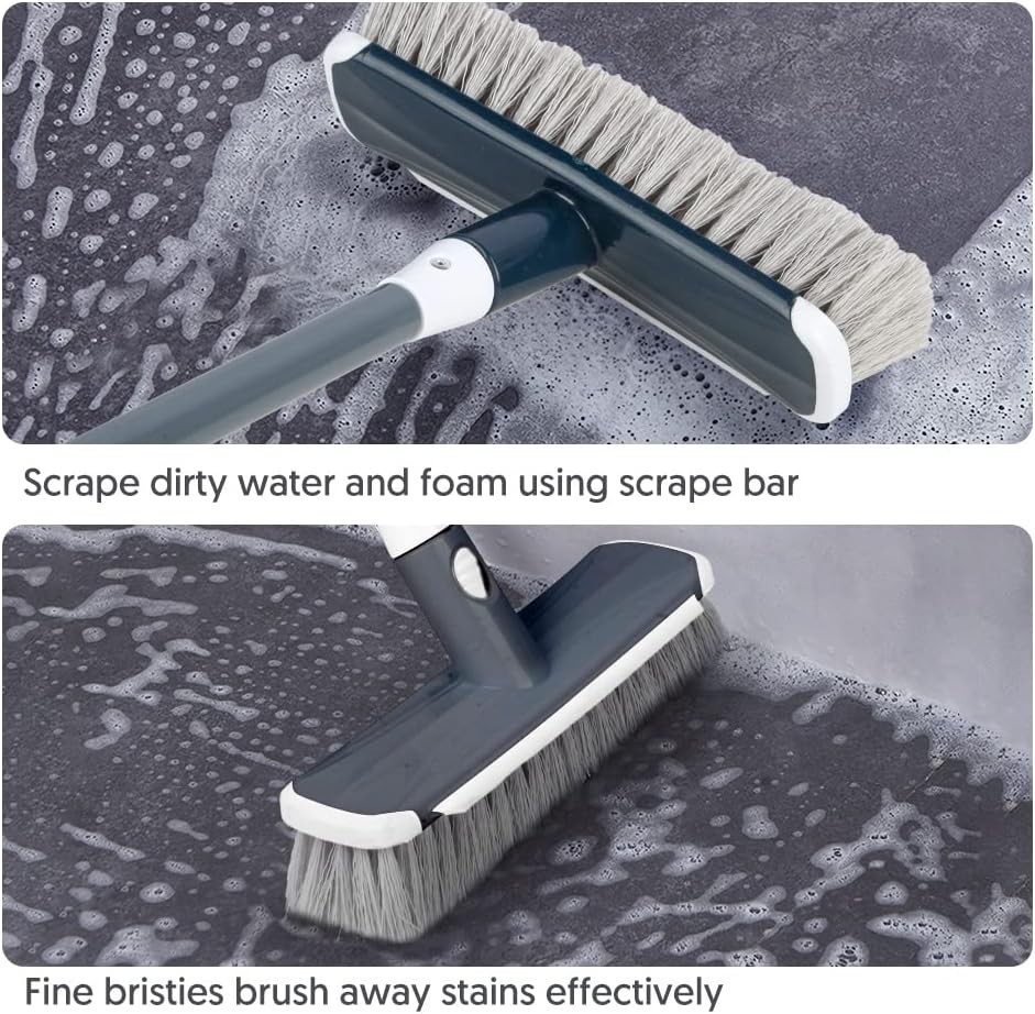 Floor Scrubber with Long Handle, 2 in 1 Scrubbing Brush Stiff Bristle Shower …