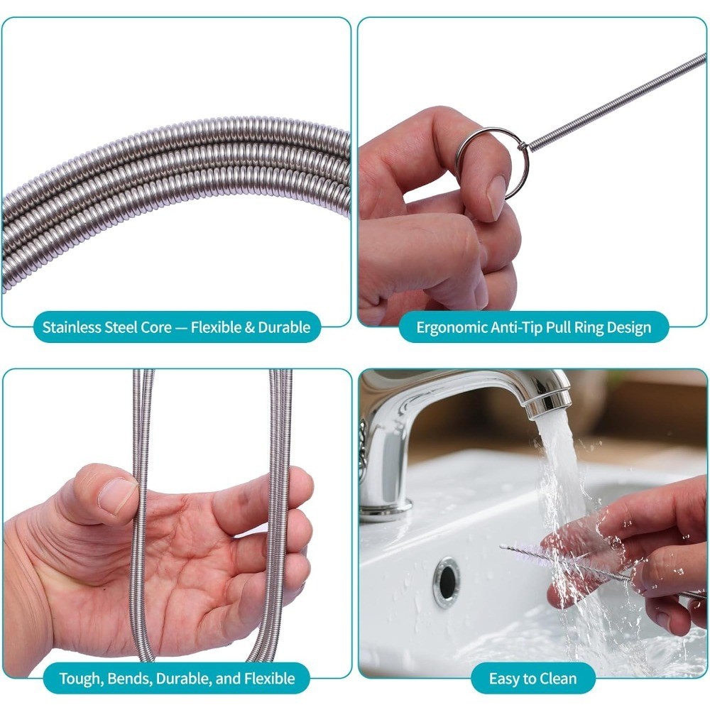 Extra Long Drain Cleaning Brush 2 Pack Flexible Tube Cleaner for Dishwasher Hose