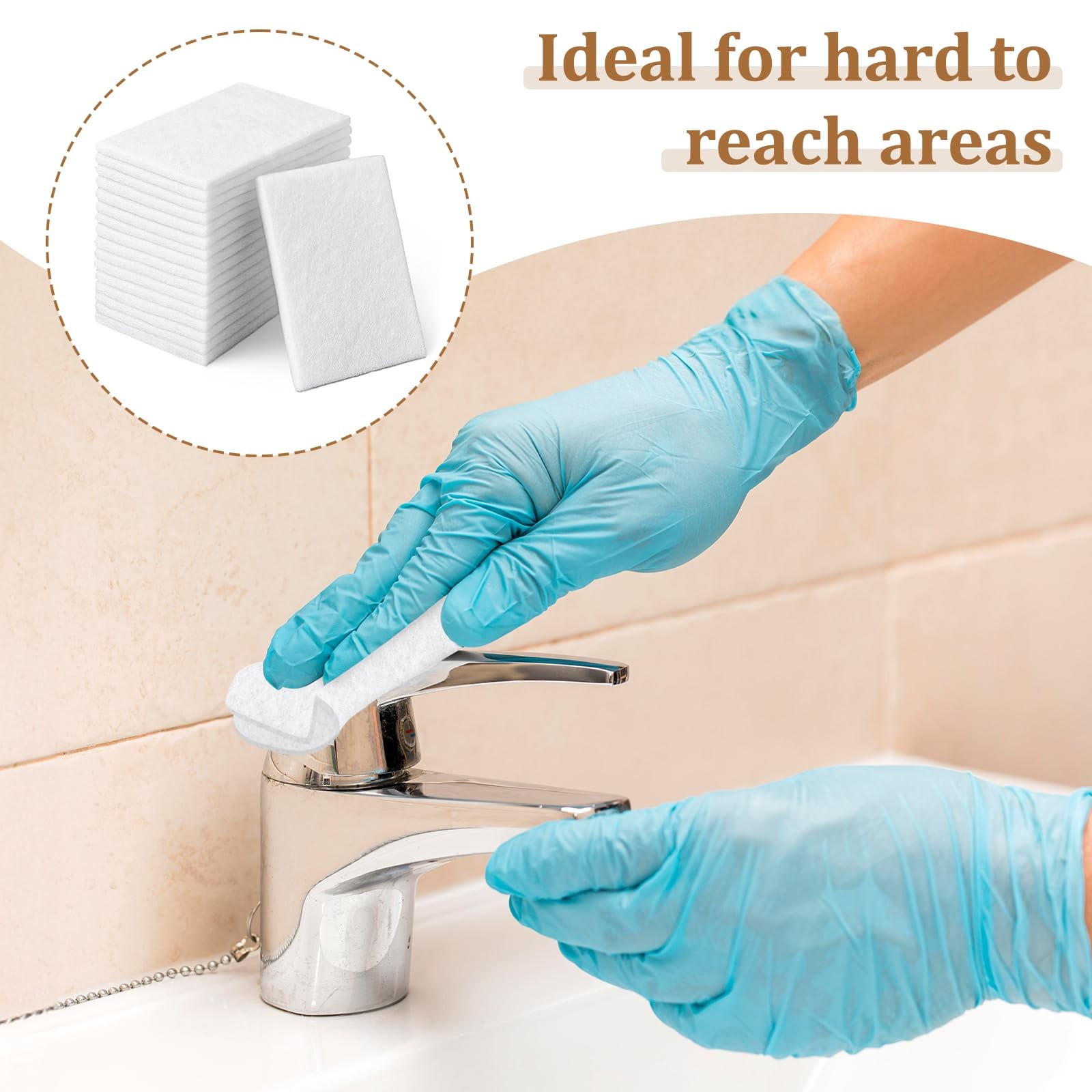 40 PCS White Non Woven Pads, Light Duty Scouring Pad, Abrasive Surface Scrubb…