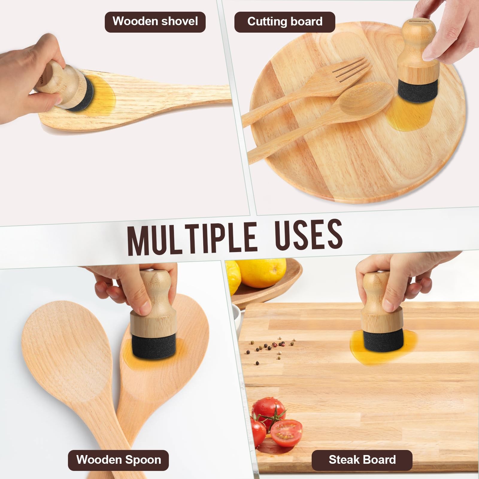BONUMVITA Cutting Board Oil Wax Applicator – 2PCS Bamboo Wood Applicator for …