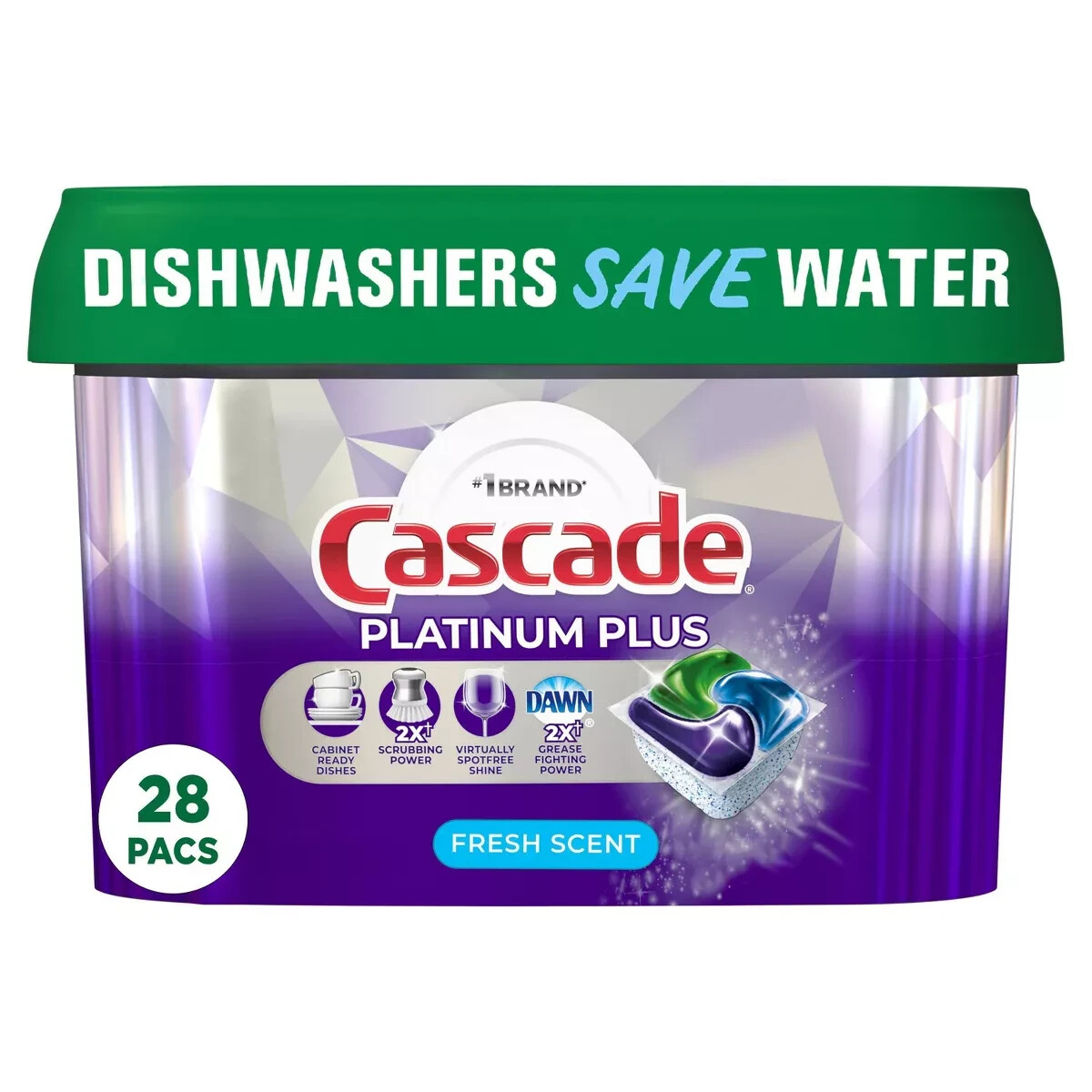 Cascade Fresh Platinum Plus Action Pacs Dishwasher Detergents 28pacs