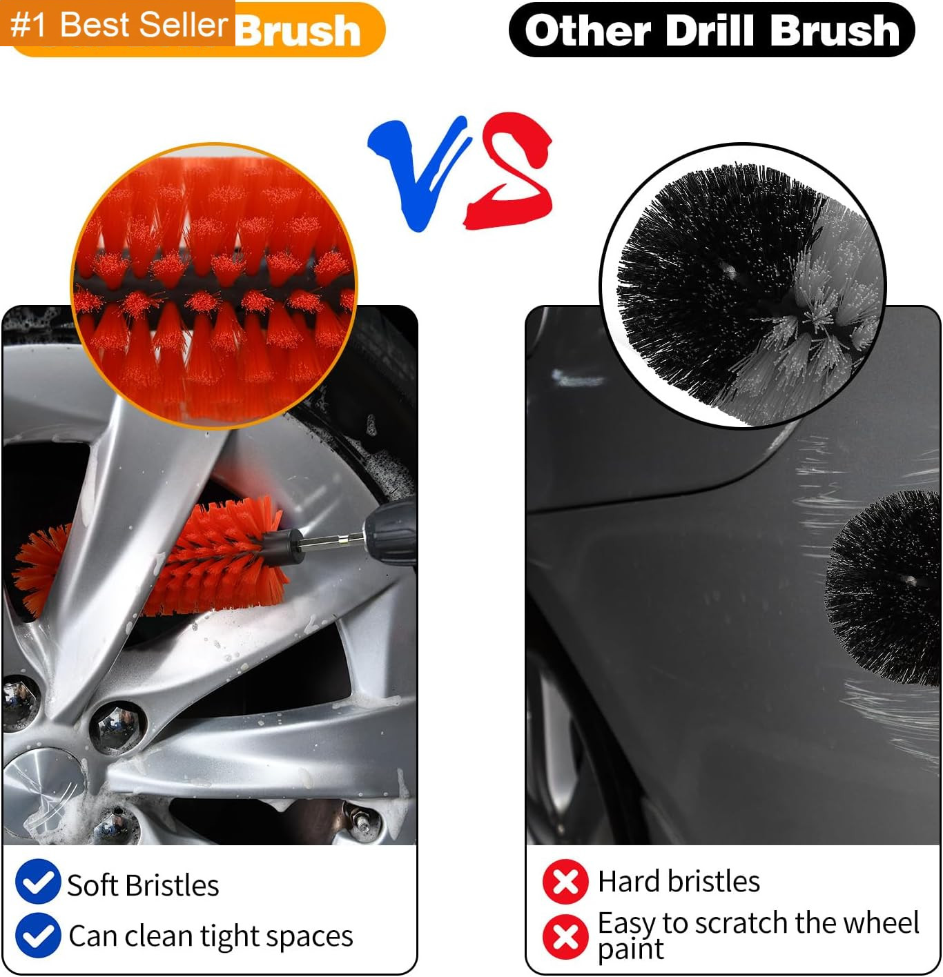 Drill Brush for Car Wheel and Bottle, Highly Dense and Durable Car Cleaning Brus