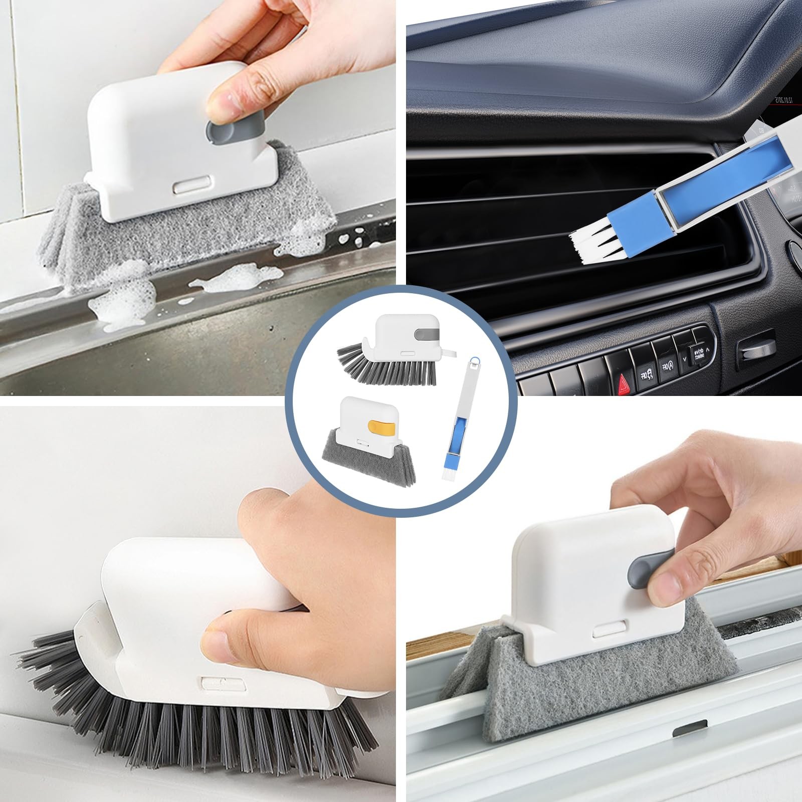 15 Pcs Window Groove Cleaning Brush Tool, Door Window Track Cleaner Groove Ga…