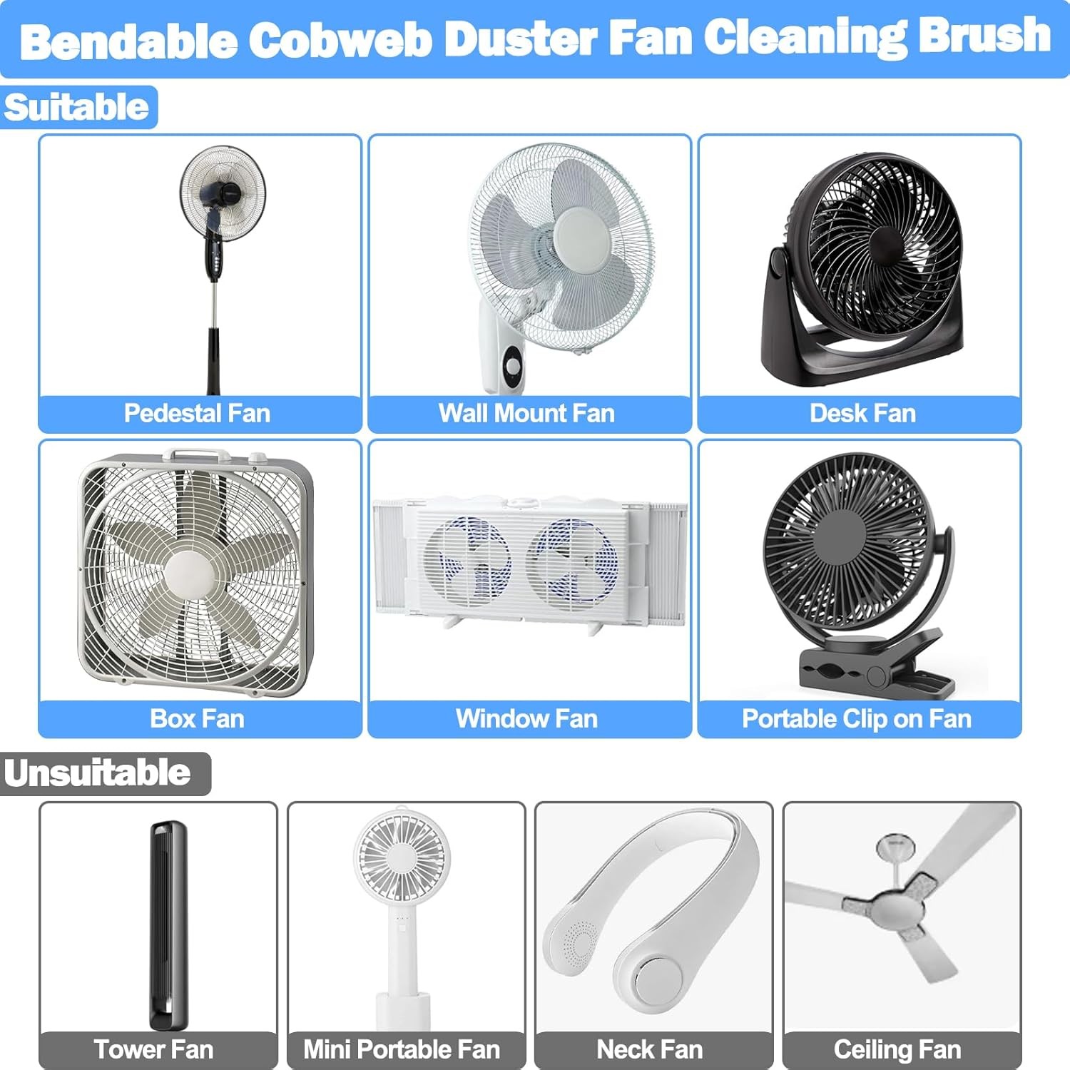 Fan Cleaning Brush Tools Set, 10 Pcs Fan Cleaner for Stand Color: Multicolor1