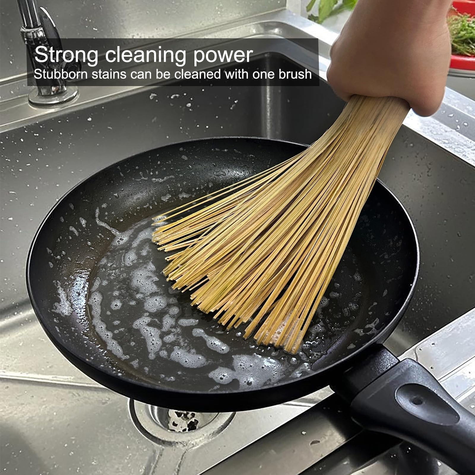 Wok Brush 2 Pack – Handmade Natural Scrubbers for Carbon Steel & Cast Iron, 1…