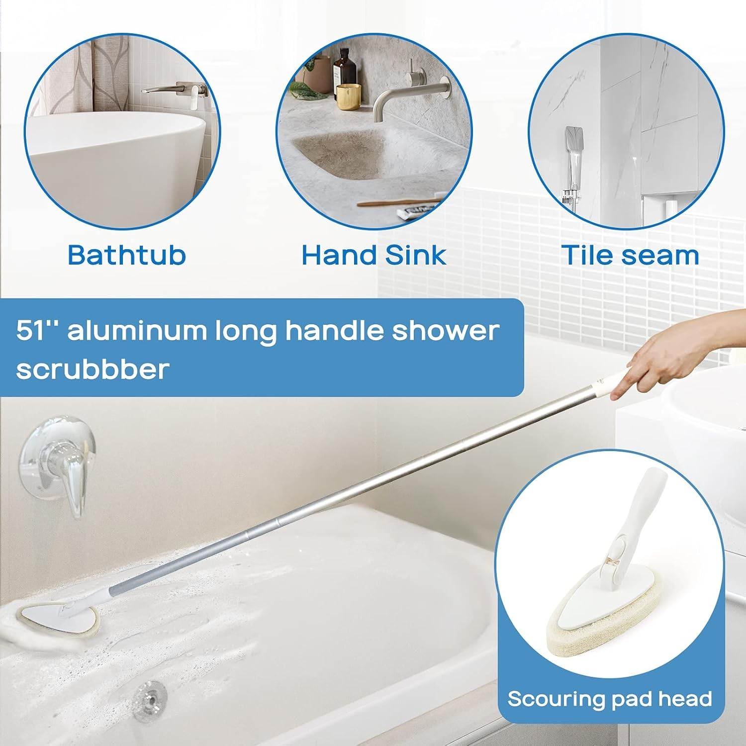 Shower Scrubber Cleaning Brush Combo Bath Tub Tile Cleaner Scrubber Brush wit…