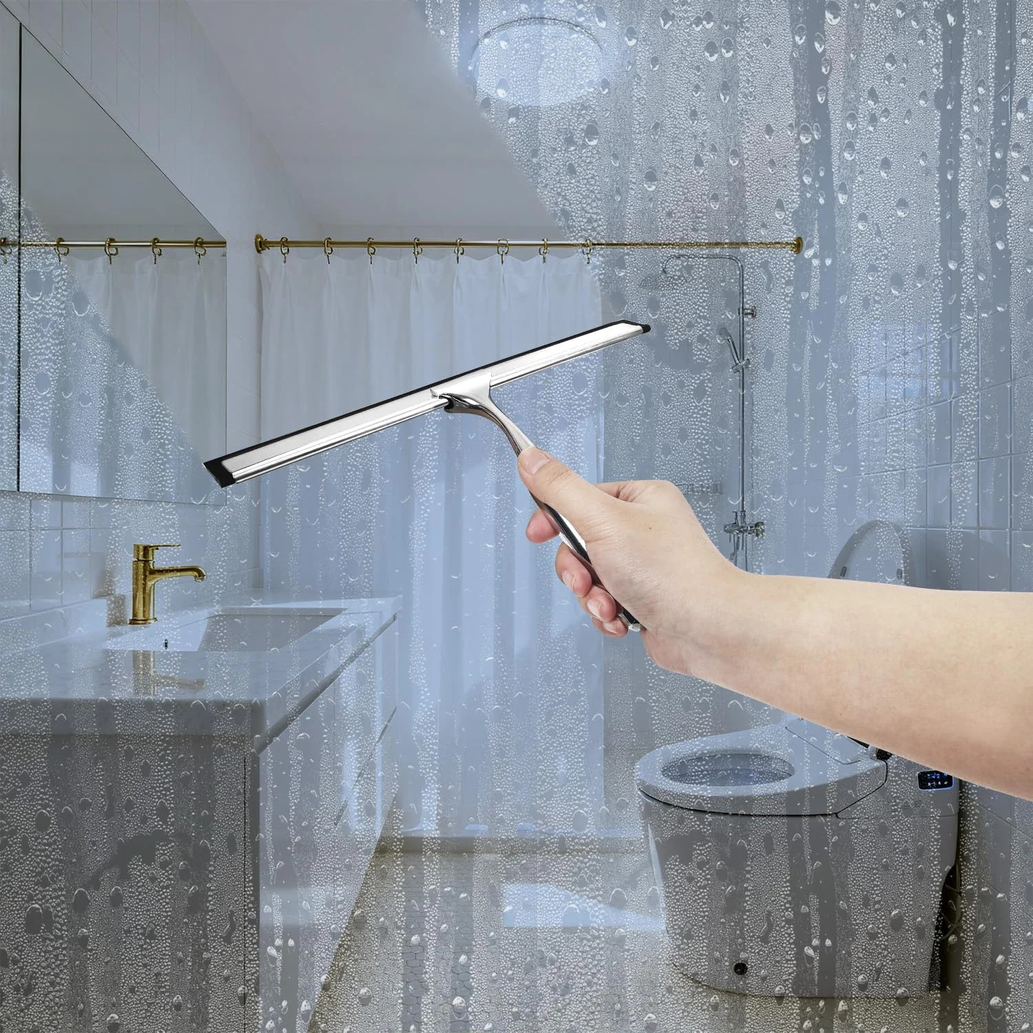Squeegee for Shower Glass, 10-Inch Shower Squeegee for Glass Doors, All-Purpose