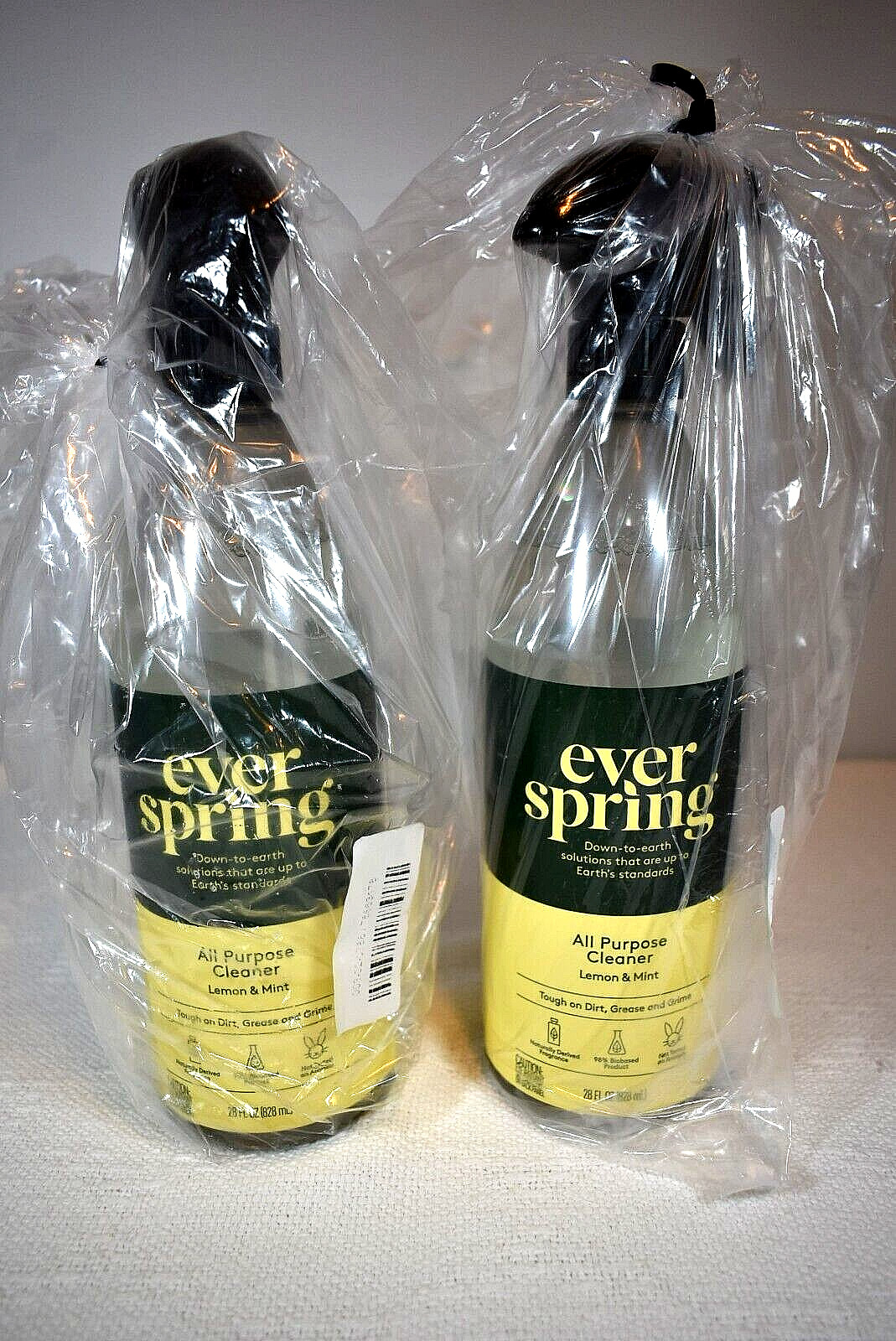 EVER SPRING All Purpose Cleaner Lemon Mint Scent – 2 Spray Bottles 28oz Each