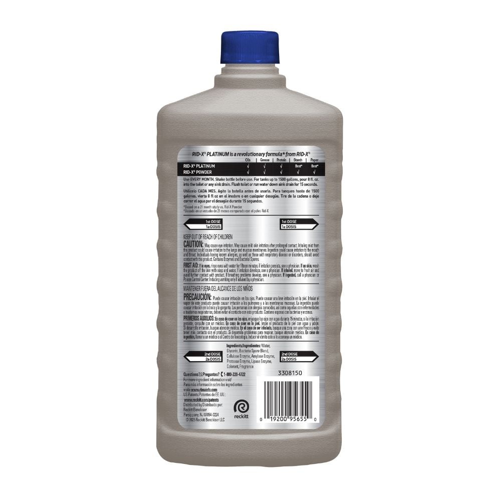 Rid-X Platinum Septic Tank Treatment Cleaning Liquid, 3 Month Supply, 24 oz new