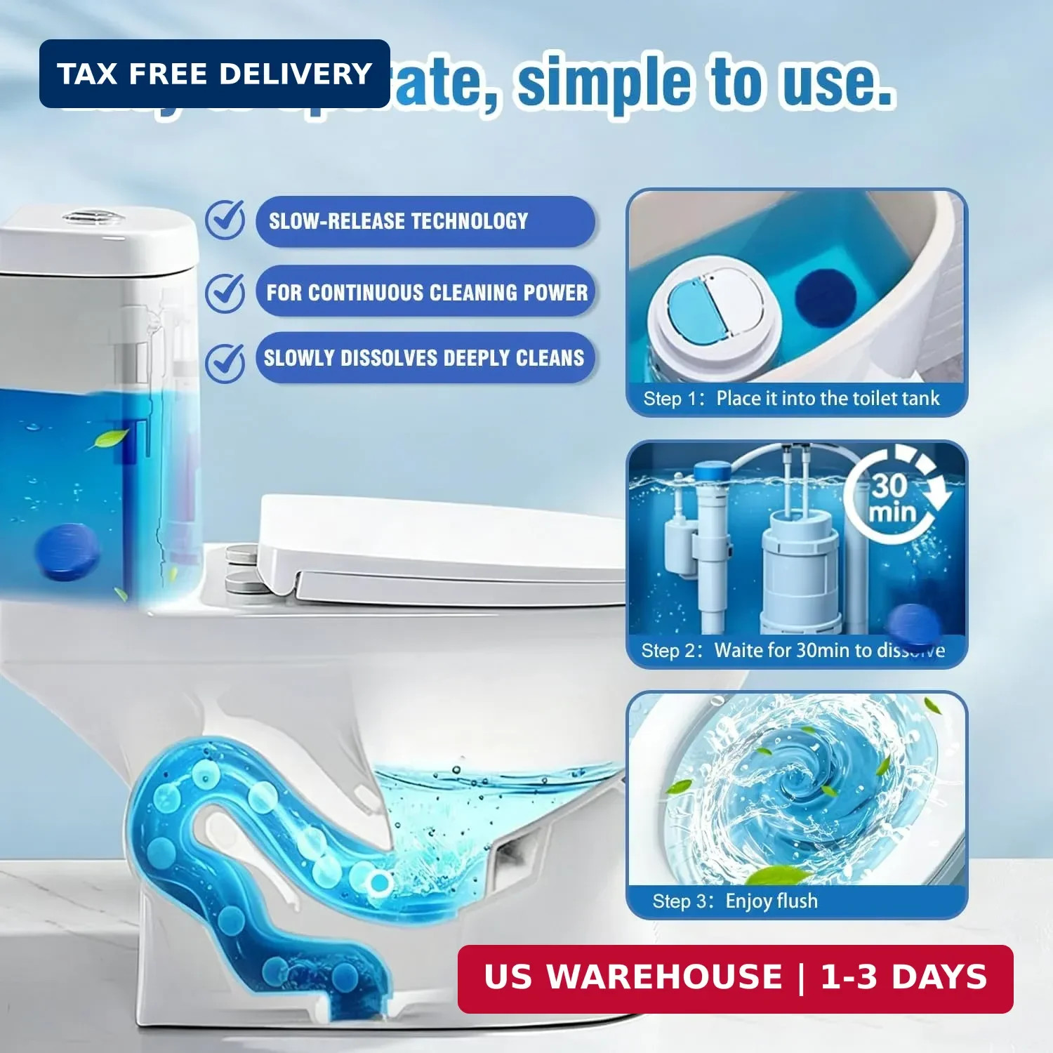 12 Tablets Toilet Bowl Cleaner Tablets for Tank – Automatic Toilet Tank Cleaner