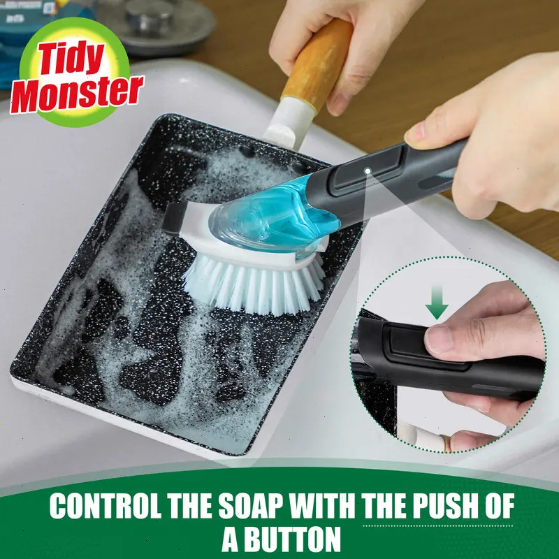 Soap Dispensing Dish Scrub Brush, Cleaning Brush for Kitchen, for Pot Pan Sink