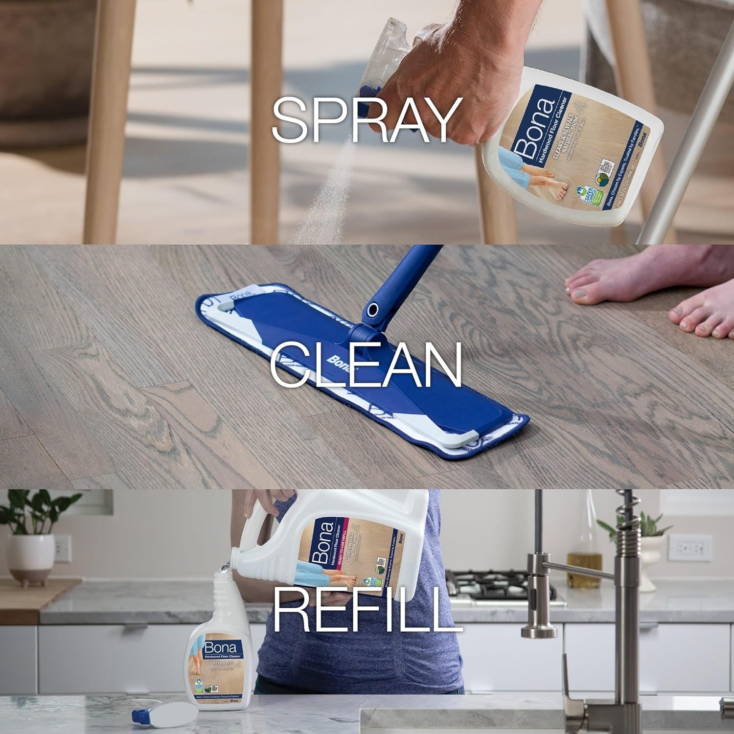Bona Hardwood Floor Cleaner Spray 32oz Residue Free Wood Floor Cleaning Solution