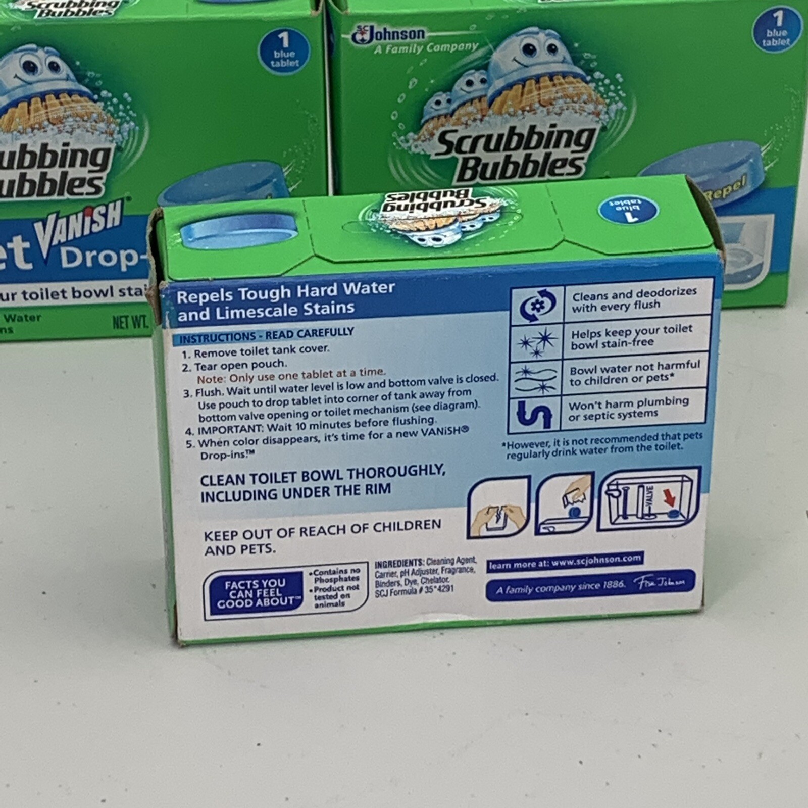 3 Scrubbing Bubbles Vanish Blue Drop In Tablets For Toilet Bowls