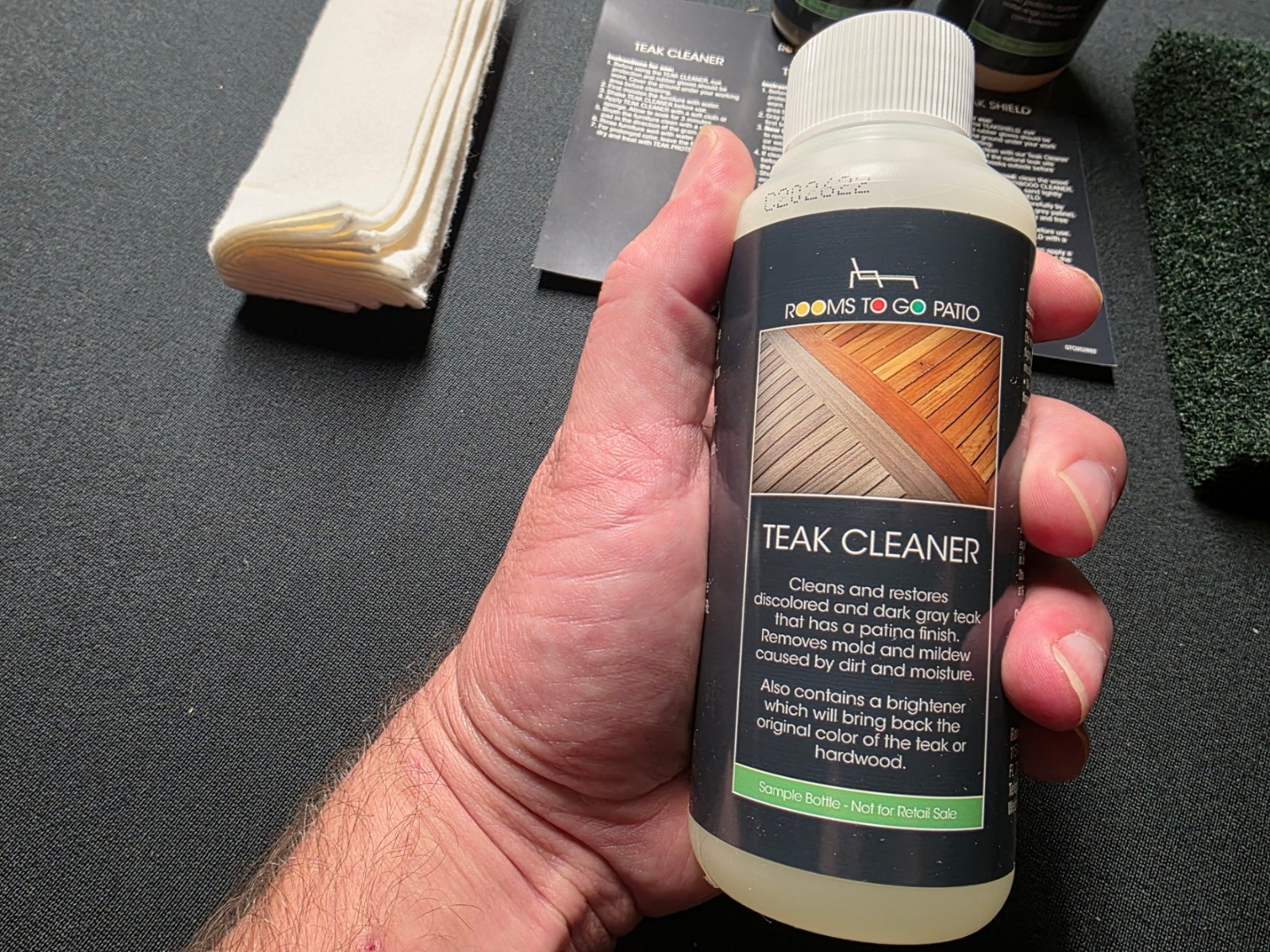 Rooms To Go – Teak Cleaner, Protector, Shield Sampler Bottle Set – 8 ounces each