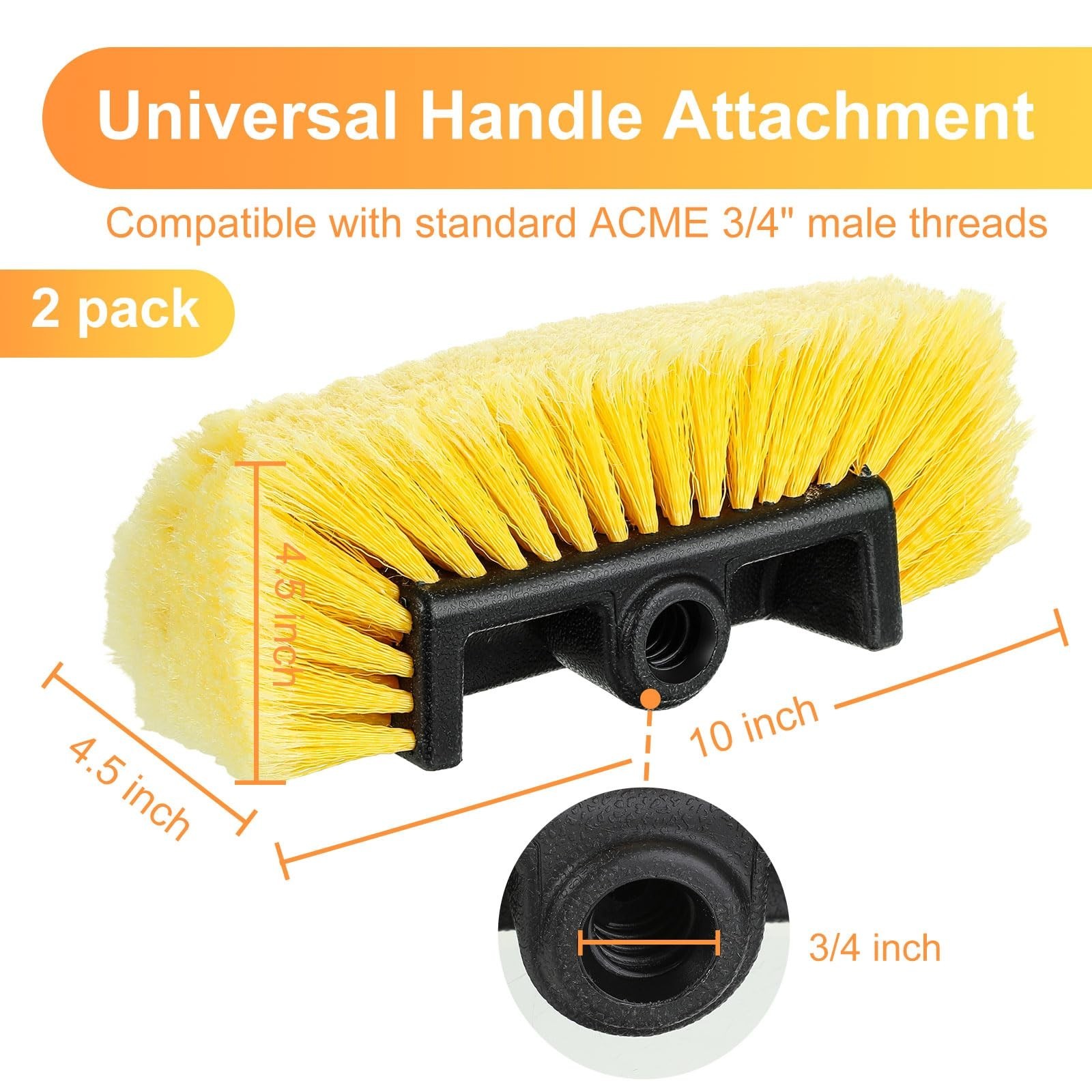 Car Cleaning Brush 2 Pc Soft Bristle Flow Thru Detailing Car Wash 10 Inch NEW