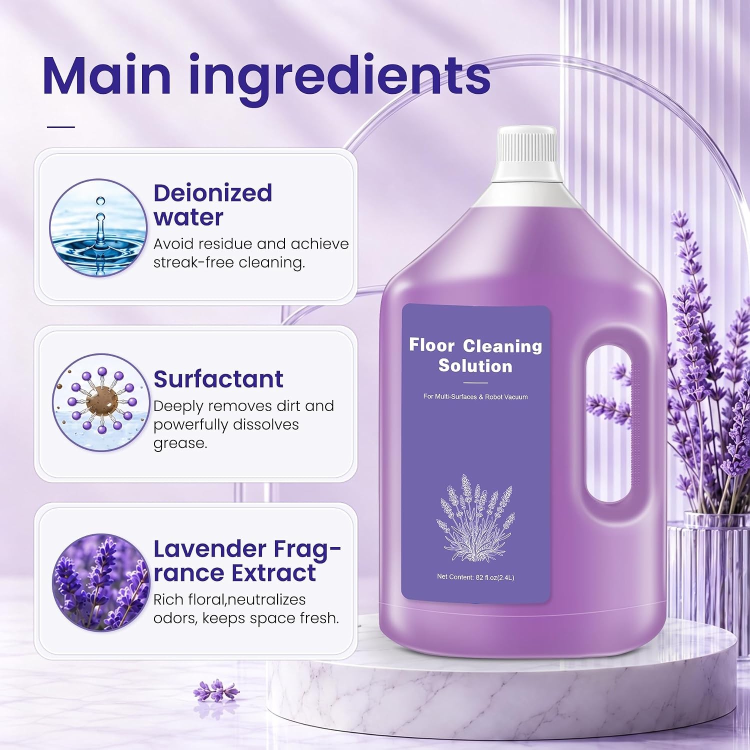 Lavender Scented Floor Cleaning Solution 82 FL OZ Compatible Dreame C Floor