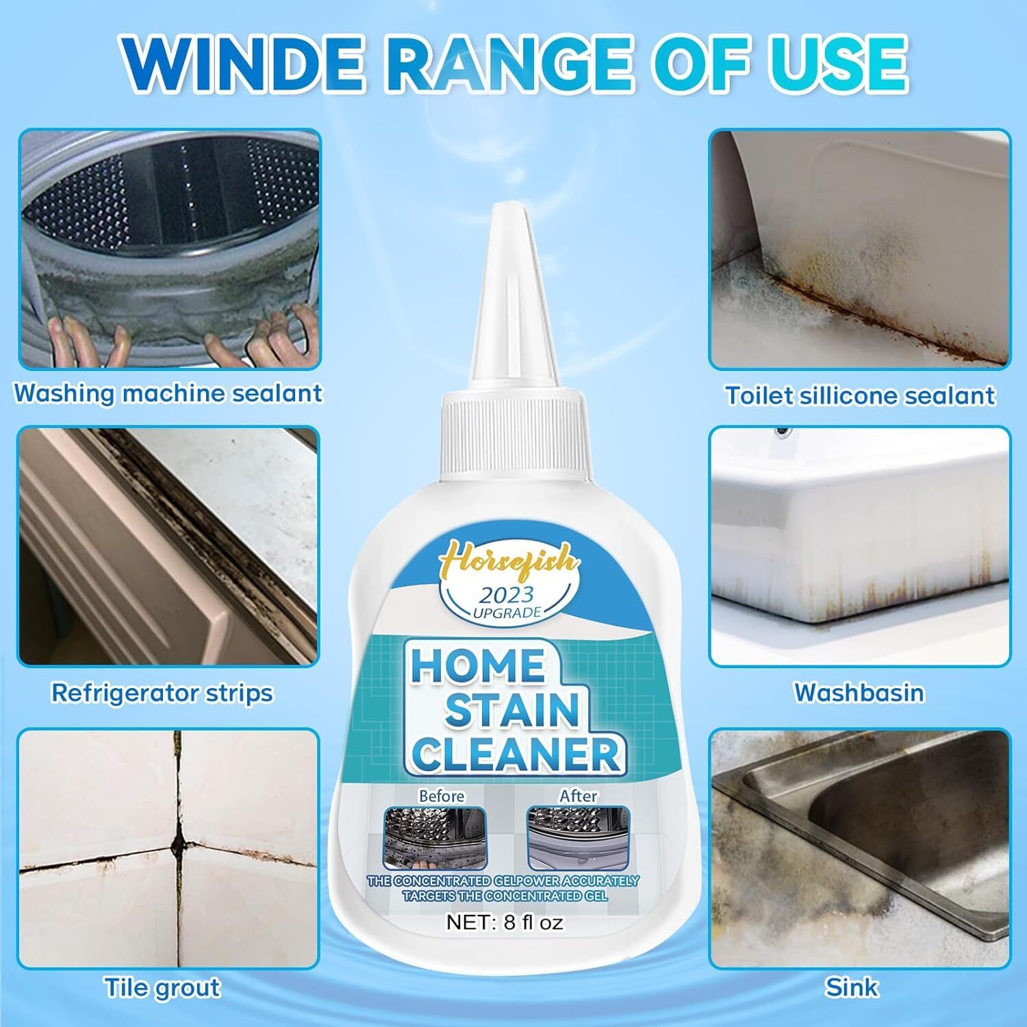 Effective Cleaning Gel for Tough Stains 8 Fl Oz Household Multi-Surface Cleaner