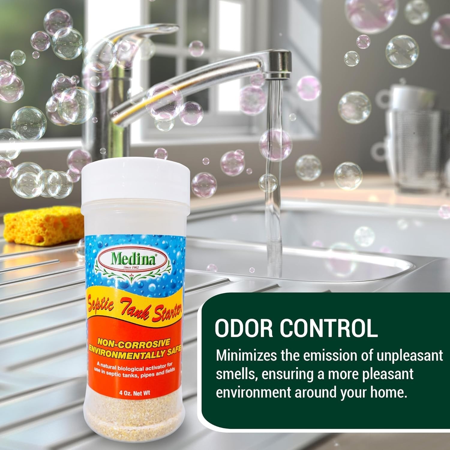 Medina Septic Tank Starter – Digests Grease in Septic Systems 4 oz Bottle