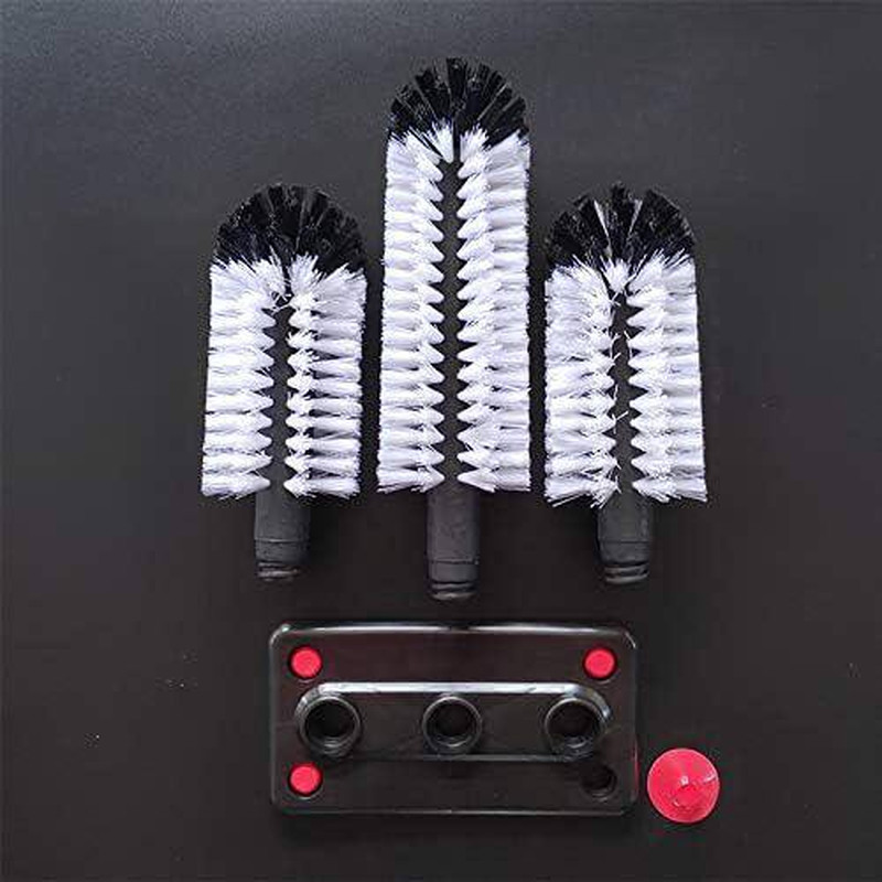 10.43 In. Nylon Cleaning Bottle Brush Glass Cup Washer with Suction Base 3 Head