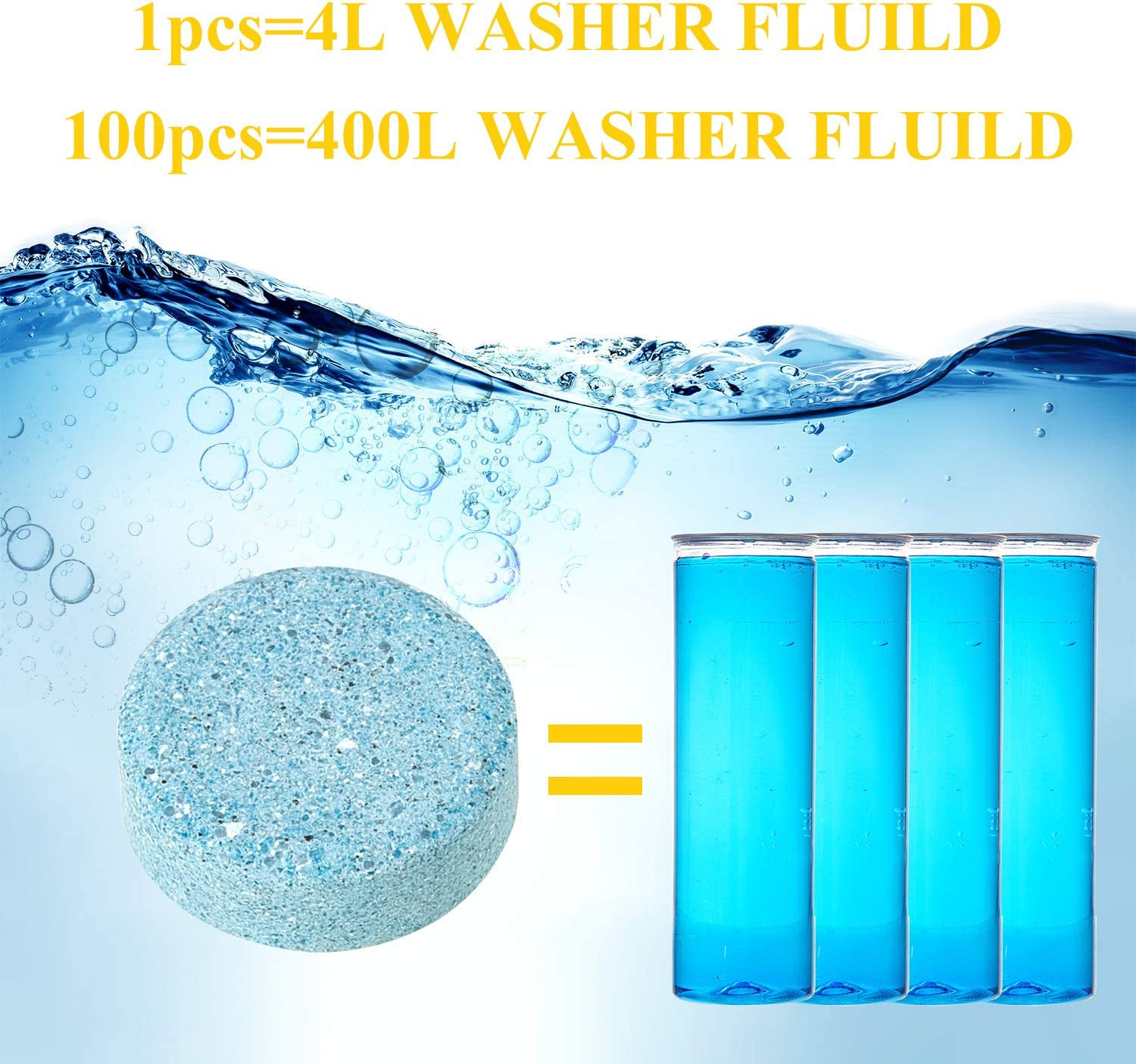 100 Pcs Car Windshield Washer Tablets Cleaning Washer Fluid Tablets Glass Concen