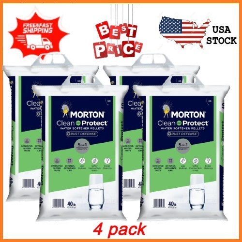 4 pack Morton Clean and Protect Plus Rust Defense Water Softener Salt Pellets 40