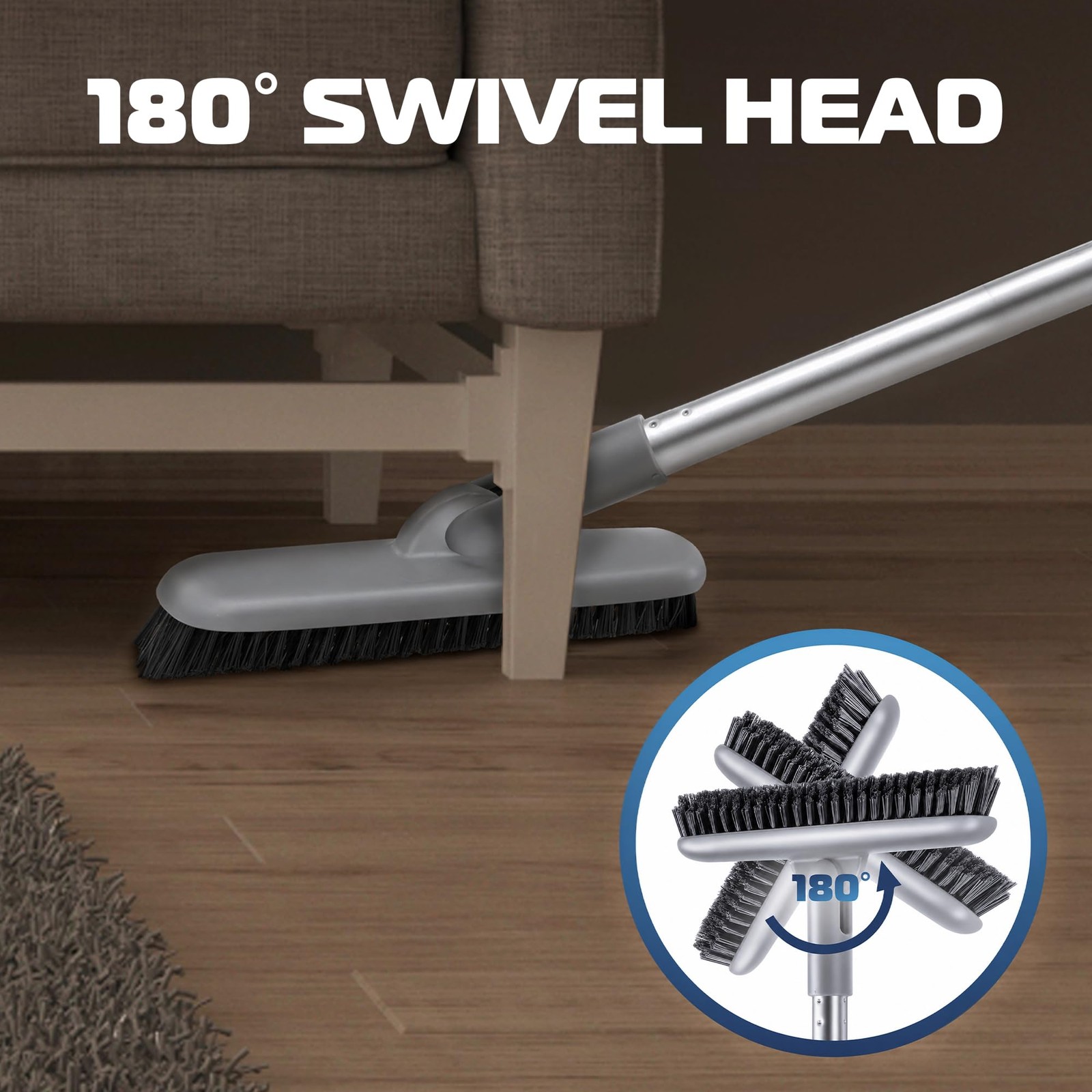 Grout Scrub Brush with Long Handle, 50” Tile Grout Scrubber, V-Shape Crevice…