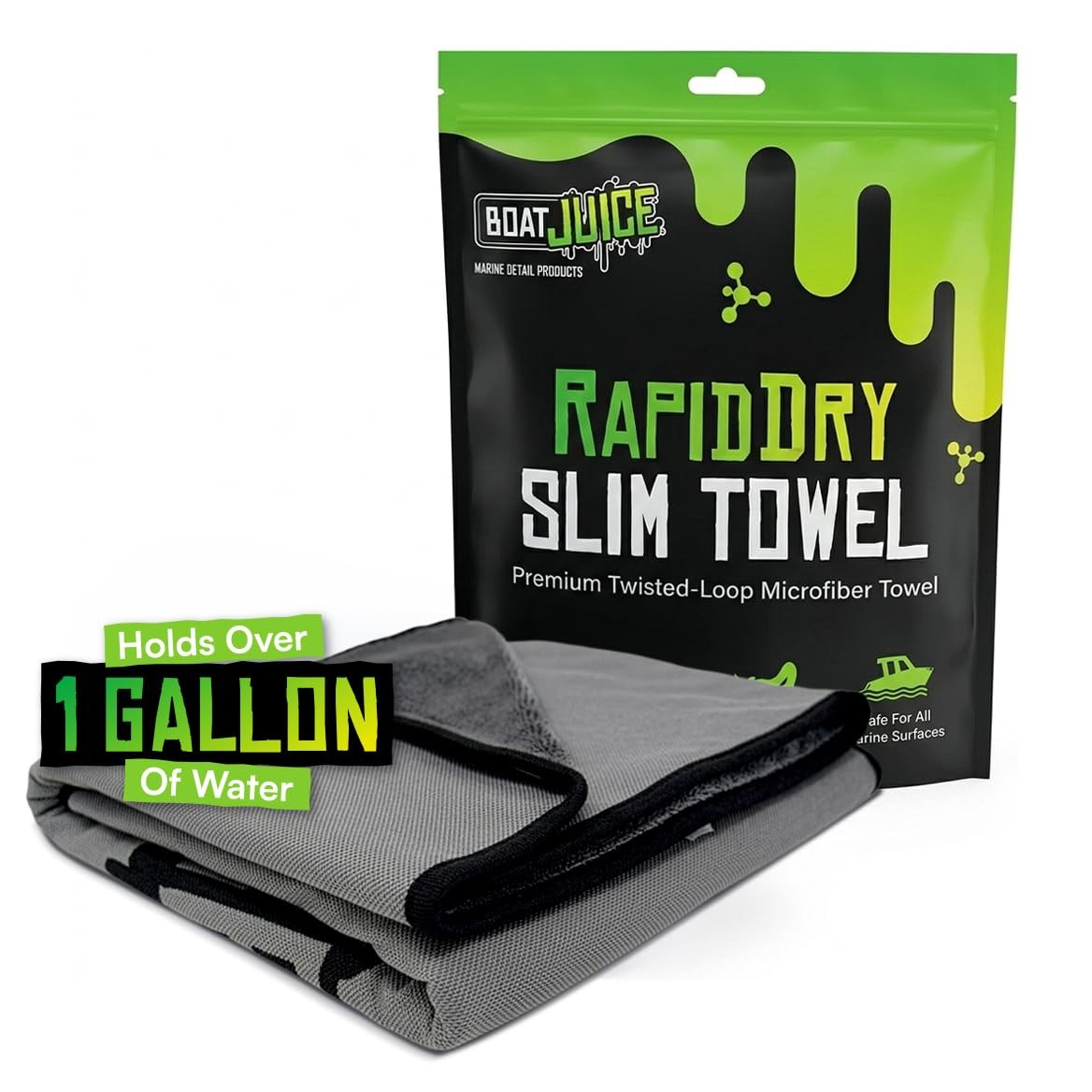 Boat Juice Rapid Dry Slim Towel – 28×36 Premium TwistedLoop Microfiber Boat D…