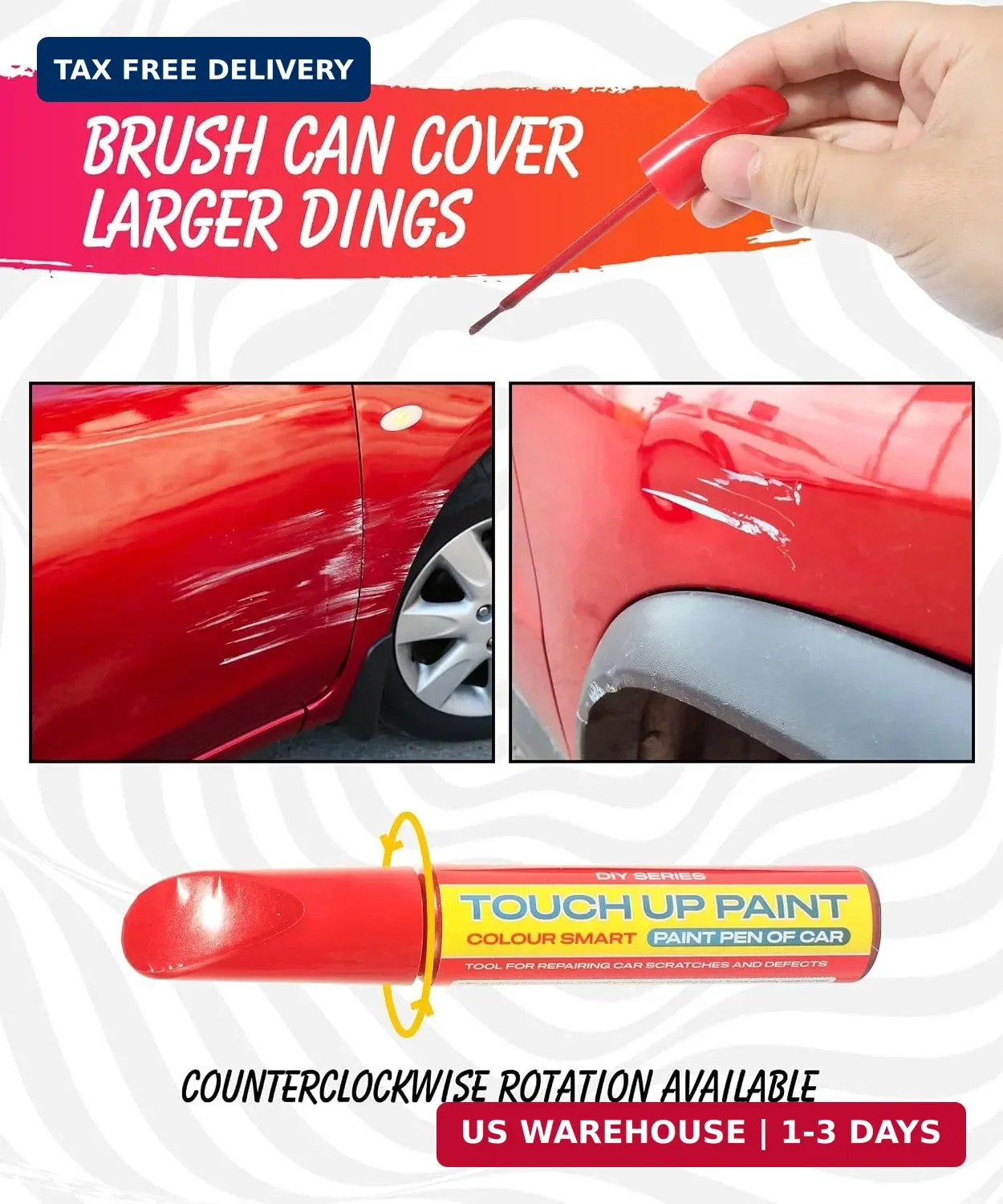 Pure RED Touch Up Paint Universal Color Match for All Car Models Repair Pen