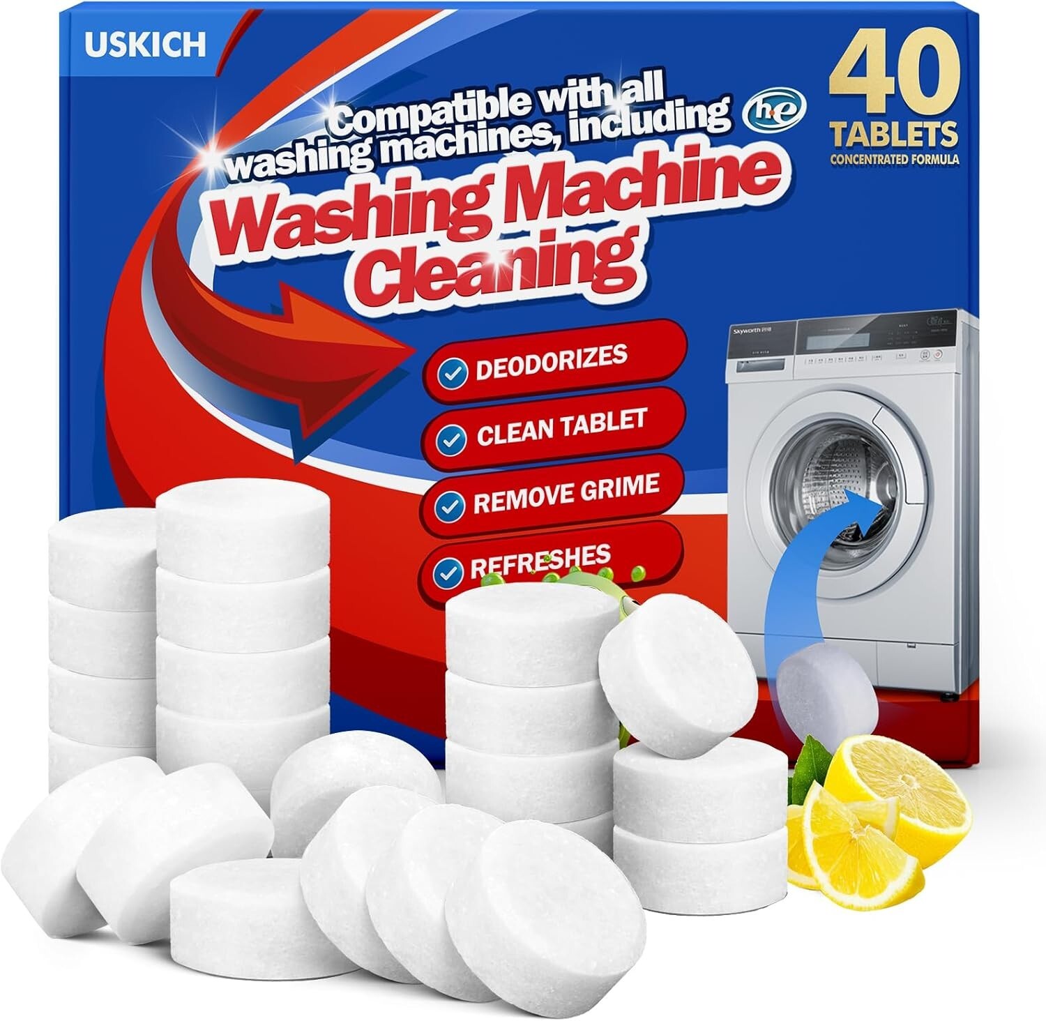 Washing Machine Cleaner, 6 Month Supply, Cleans Front Load and Top Load 40.ct