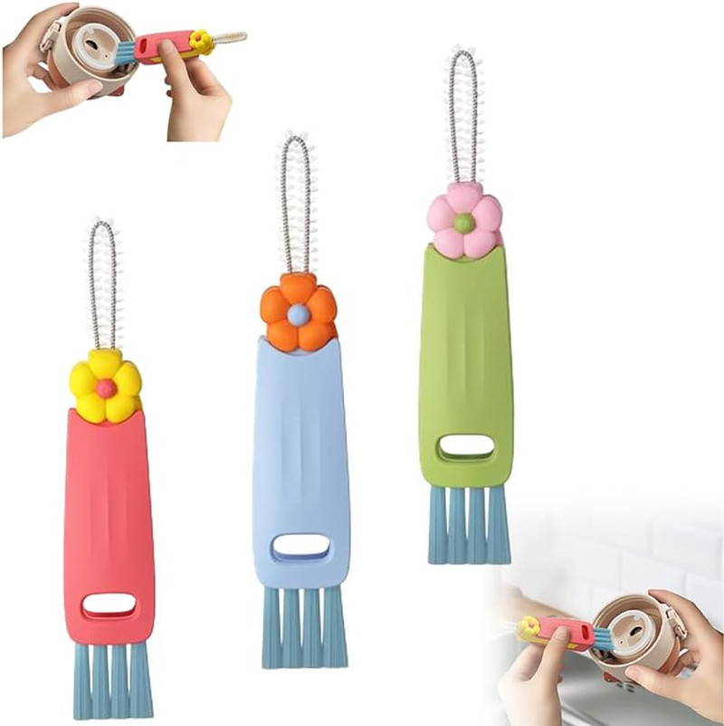 3 in 1 Cup Lid Cleaning Brush, 2025 Upgrade Cups Cleanings Brushs Portable Crevi