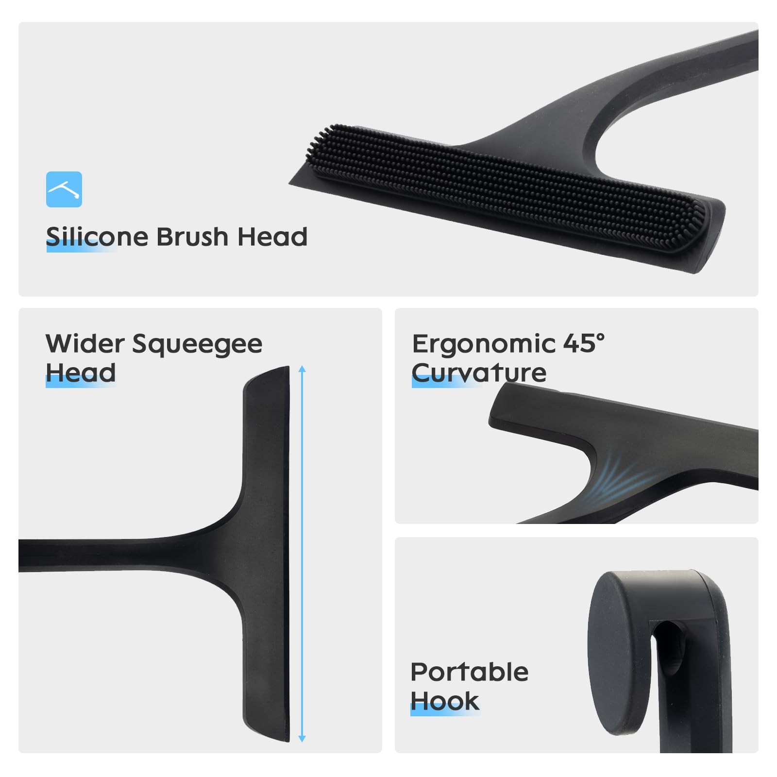 10.7“ Wide All-Purpose Squeegee for Glass Doors for Bathroom Glass with Hook