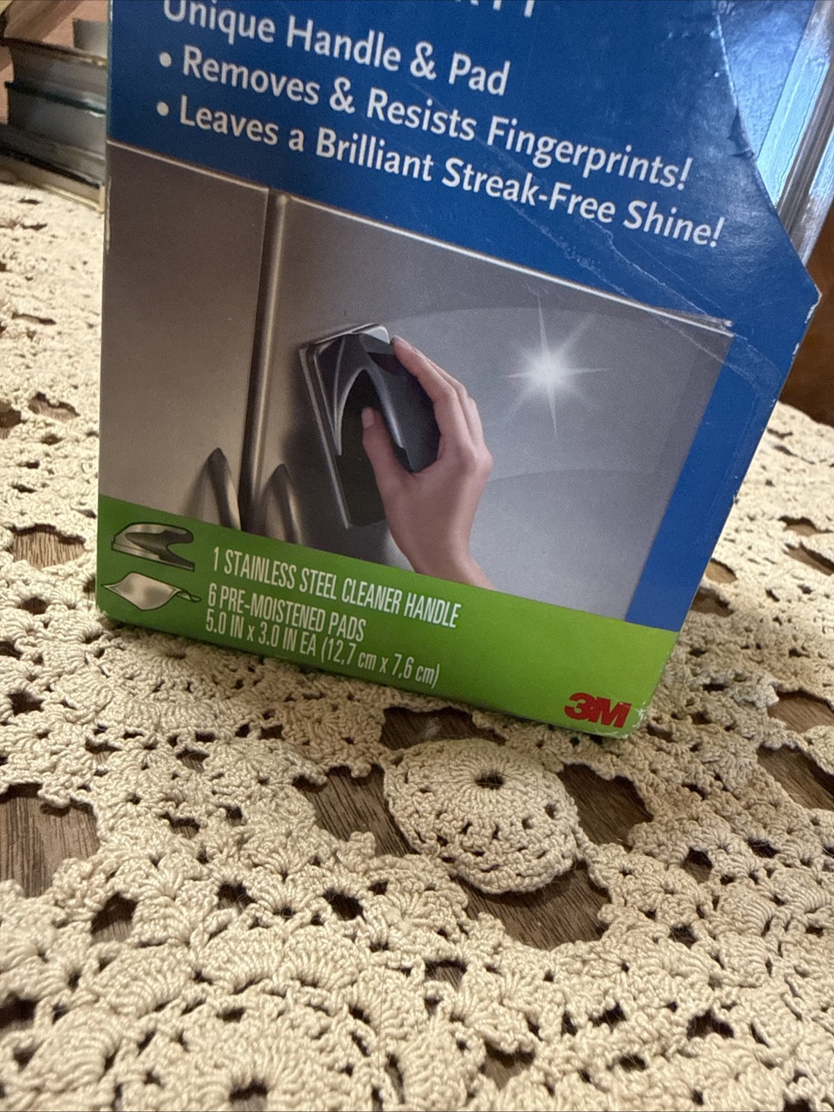 3M Scotch Brite Stainless Steel Cleaner Starter Kit 1 Handle & 6 pads New In Box