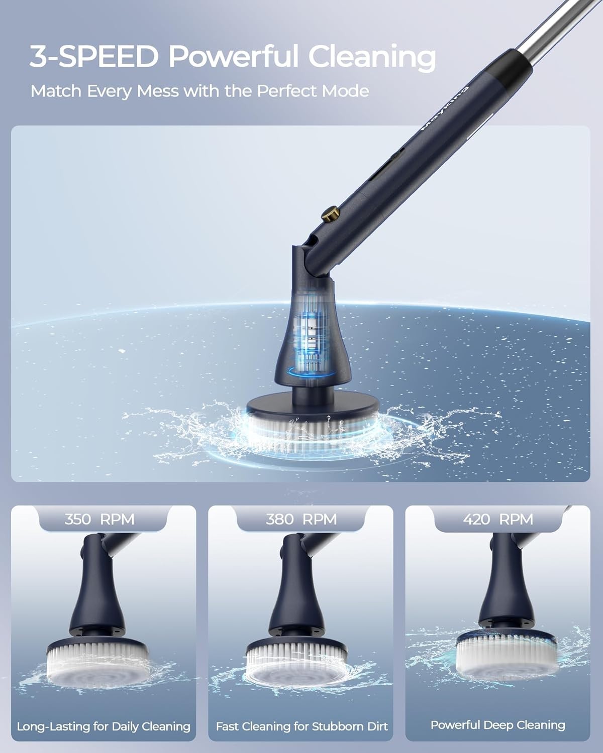 Electric Spin Scrubber Cordless Power Cleaning Brush 9 Heads Shower Tile Cleaner