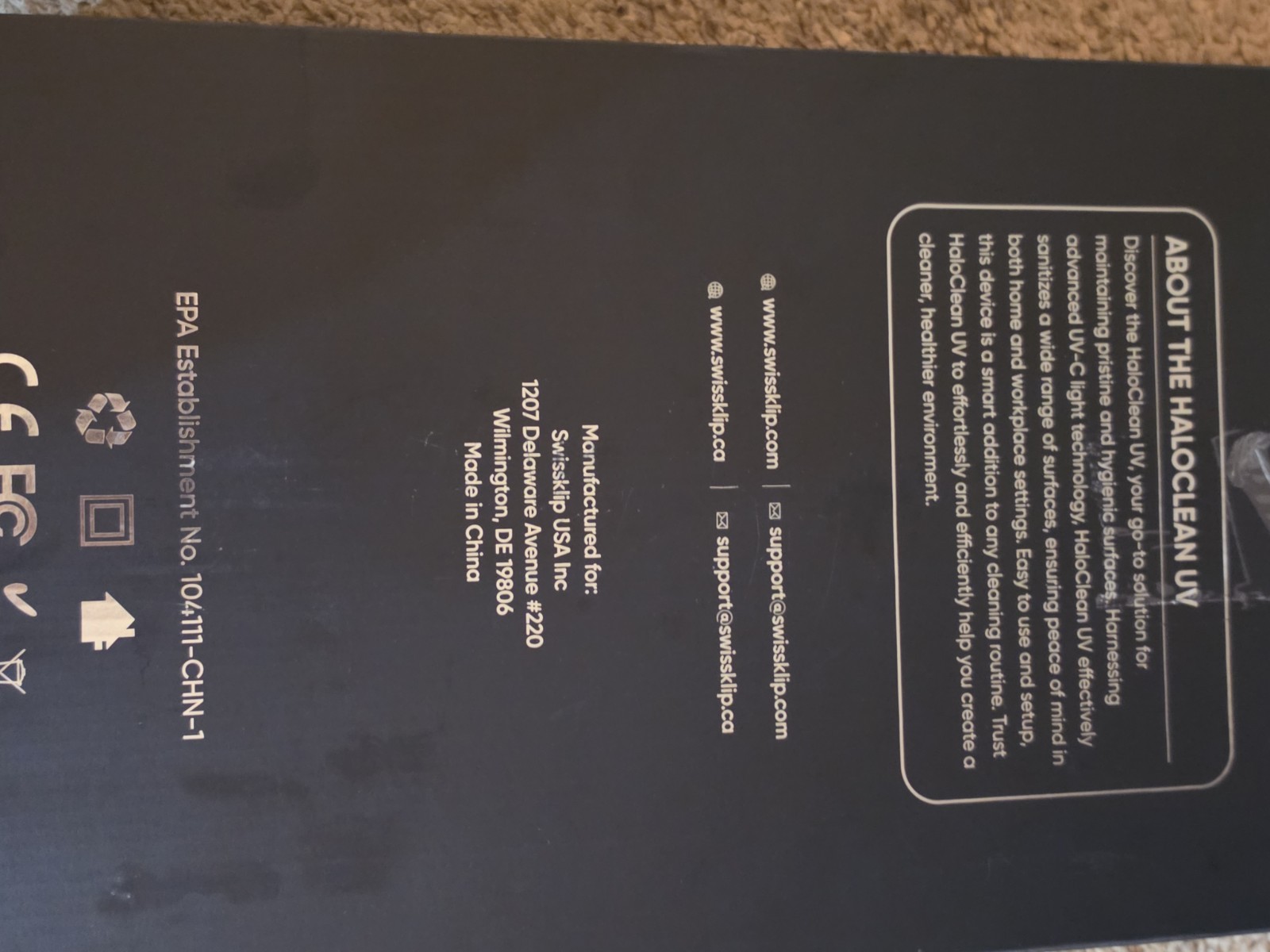 Swissker HaloClean UV Home Disinfectant NEW