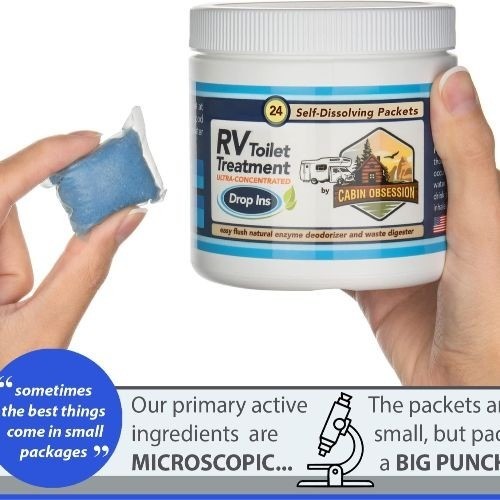 RV Toilet Treatment Drop Ins – 24 Easy Flush Self-Dissolving RV Black Tank Treat
