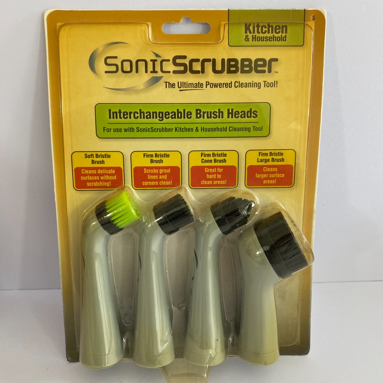 3 Sonic Scrubber Interchangeable Brush Heads Kitchen & Household Replacements