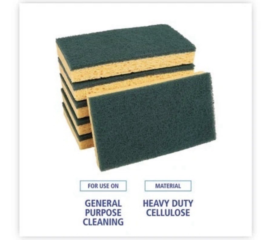 Boardwalk BWK174 Medium-Duty Scrubbing Sponge, Y/G 0.75″ Thick, 3.6×6.1 , 20/CT