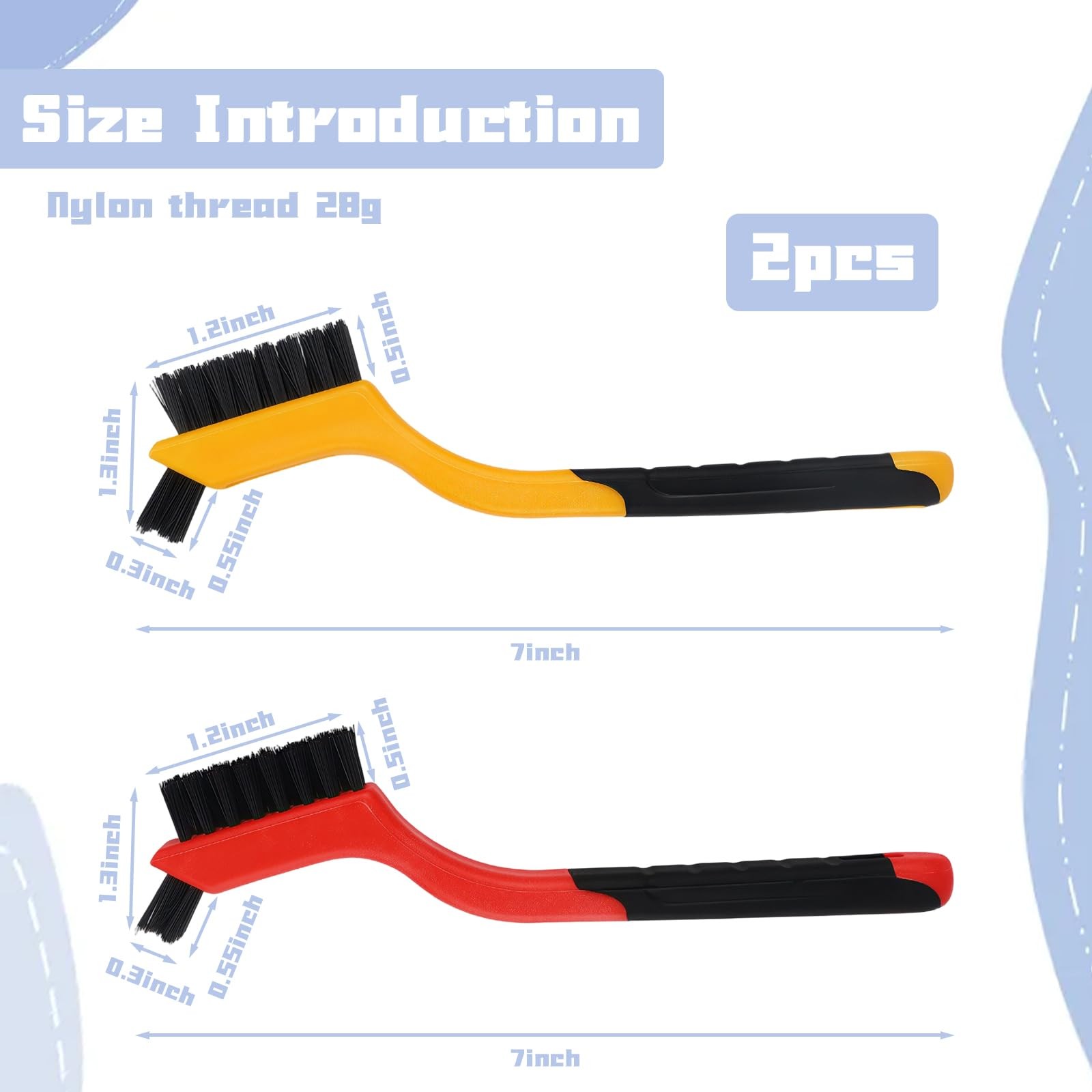 2PCS Small Non-Scratch Nylon Bristles, Wire Brush Set for Cleaning, Car Detai…