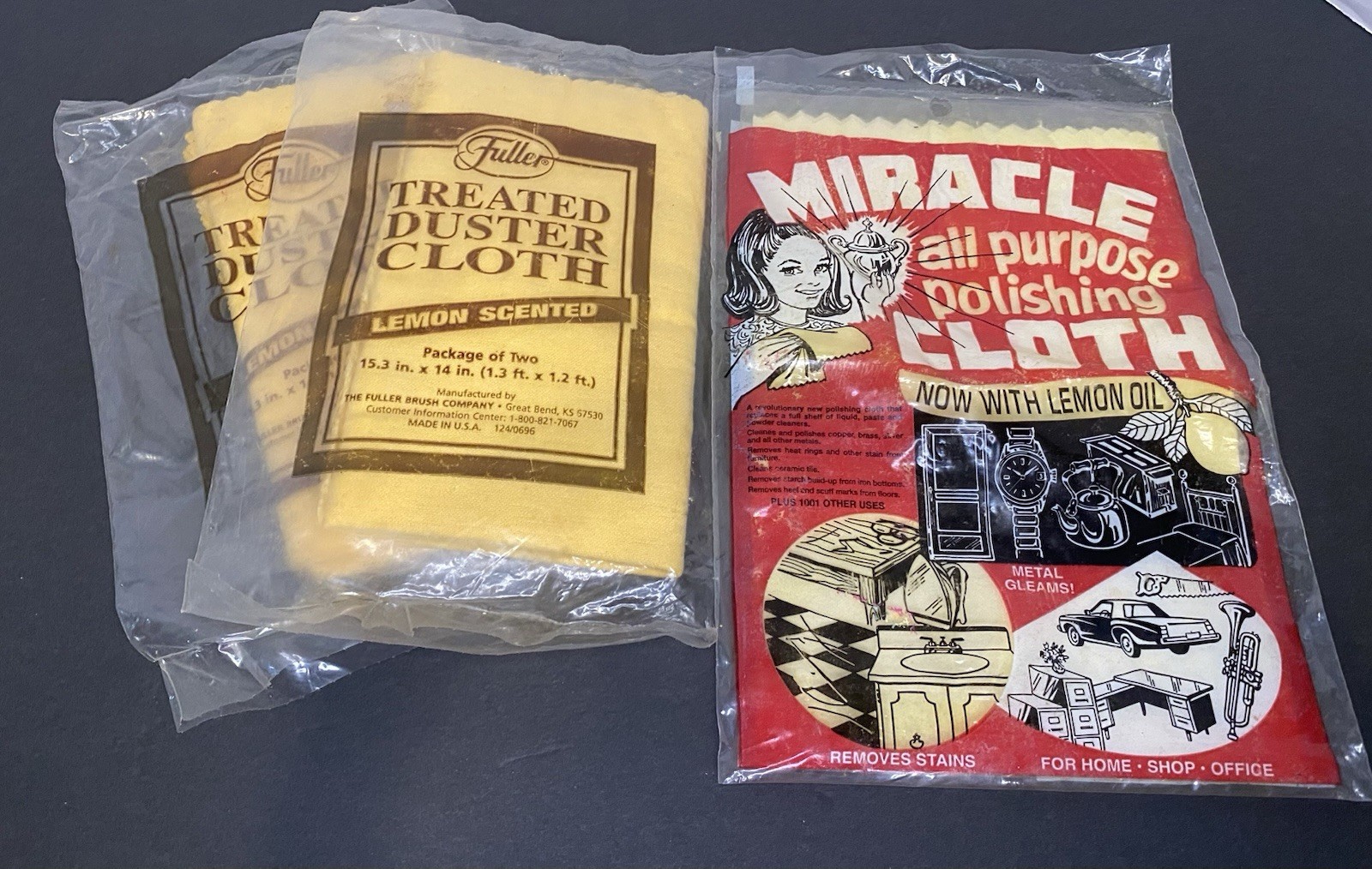 Set 3 Polishing Duster Cloths Vintage Fuller Treated All Purpose Lemon Oil