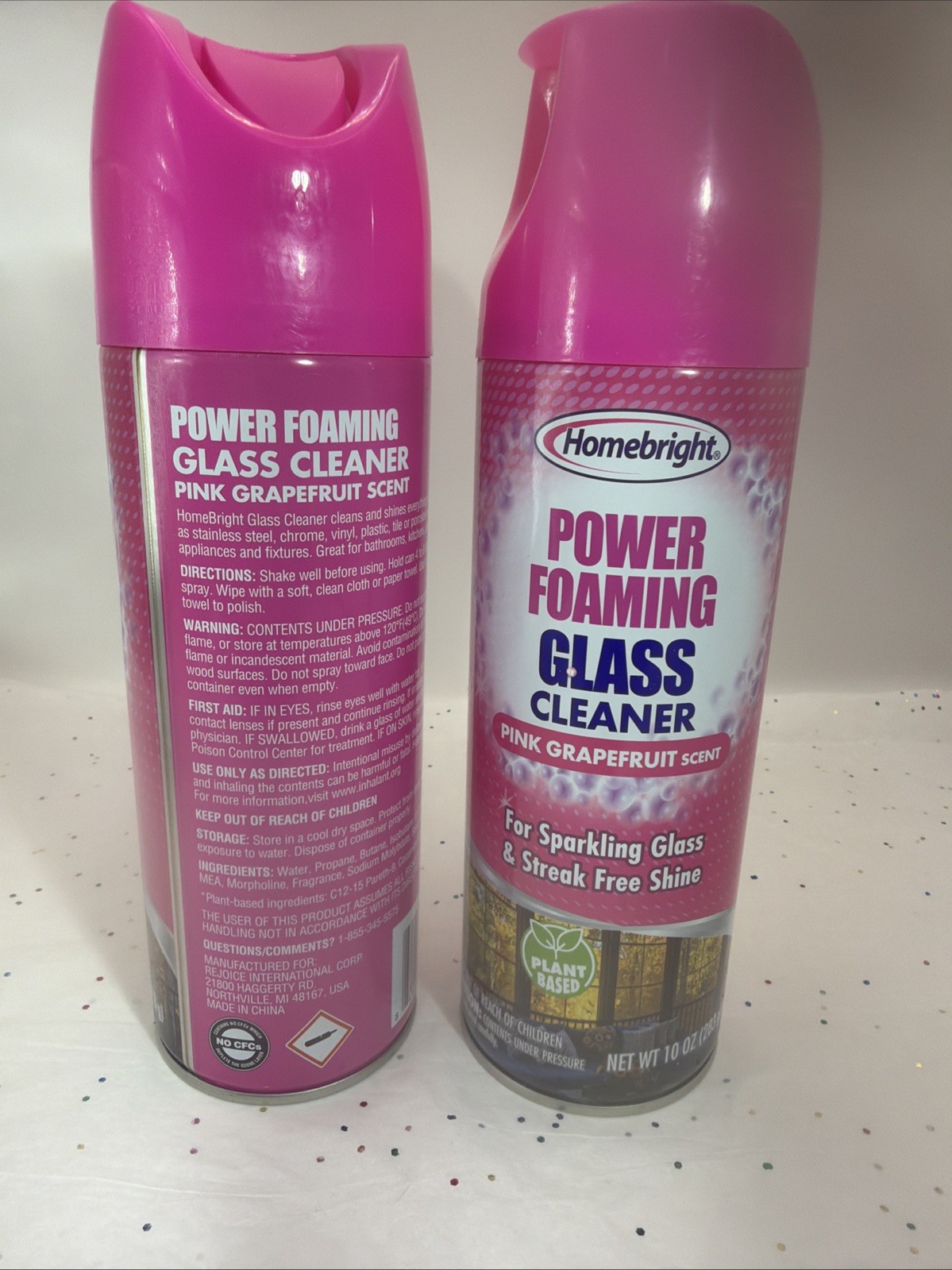 Homebright Power Foaming Glass Cleaner 12oz Pink Grapefruit Scent Streak Free 2