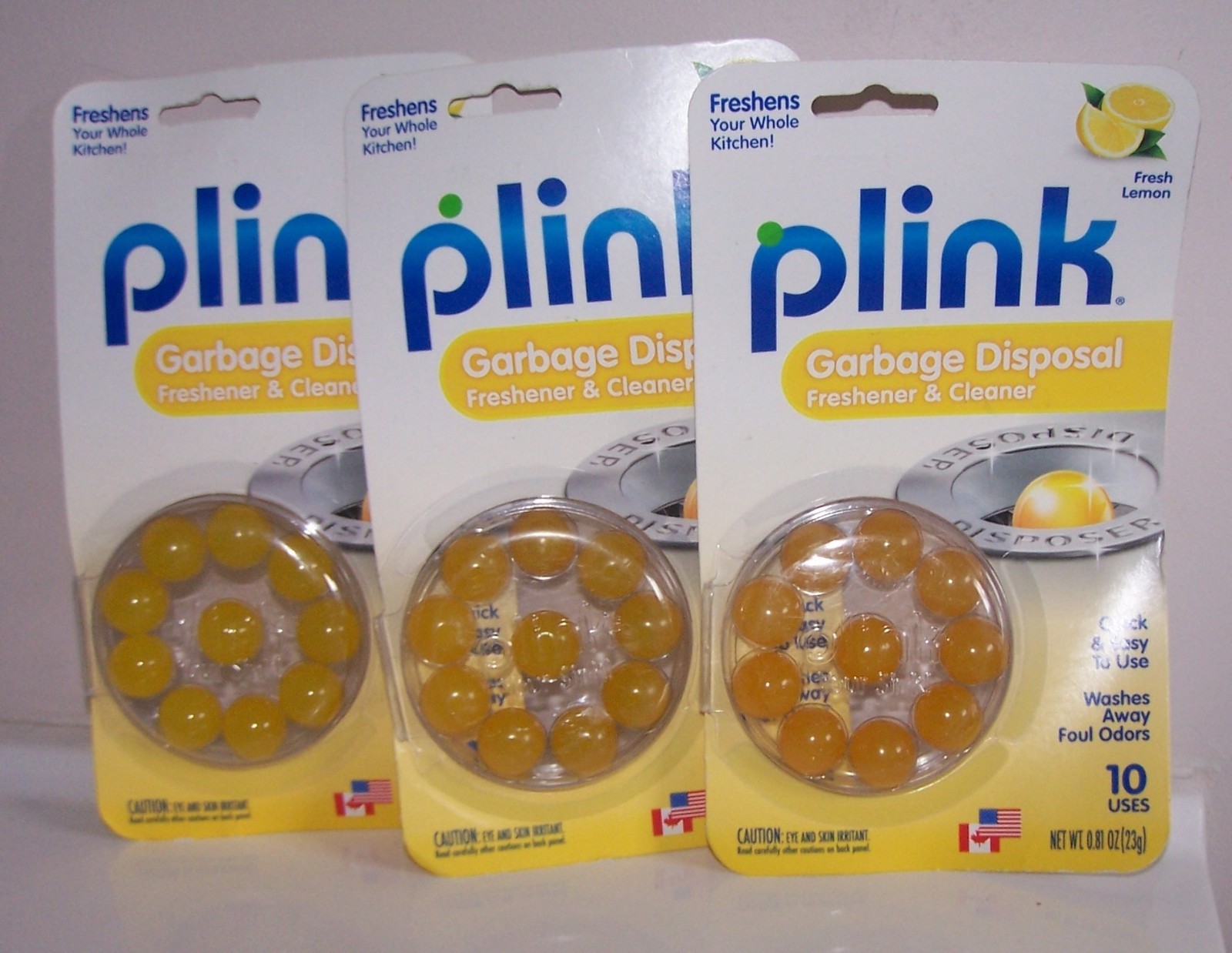 Lot of 3 Plink Garbage Disposal Cleaner Fresh Lemon Scent 10 uses each 30 total